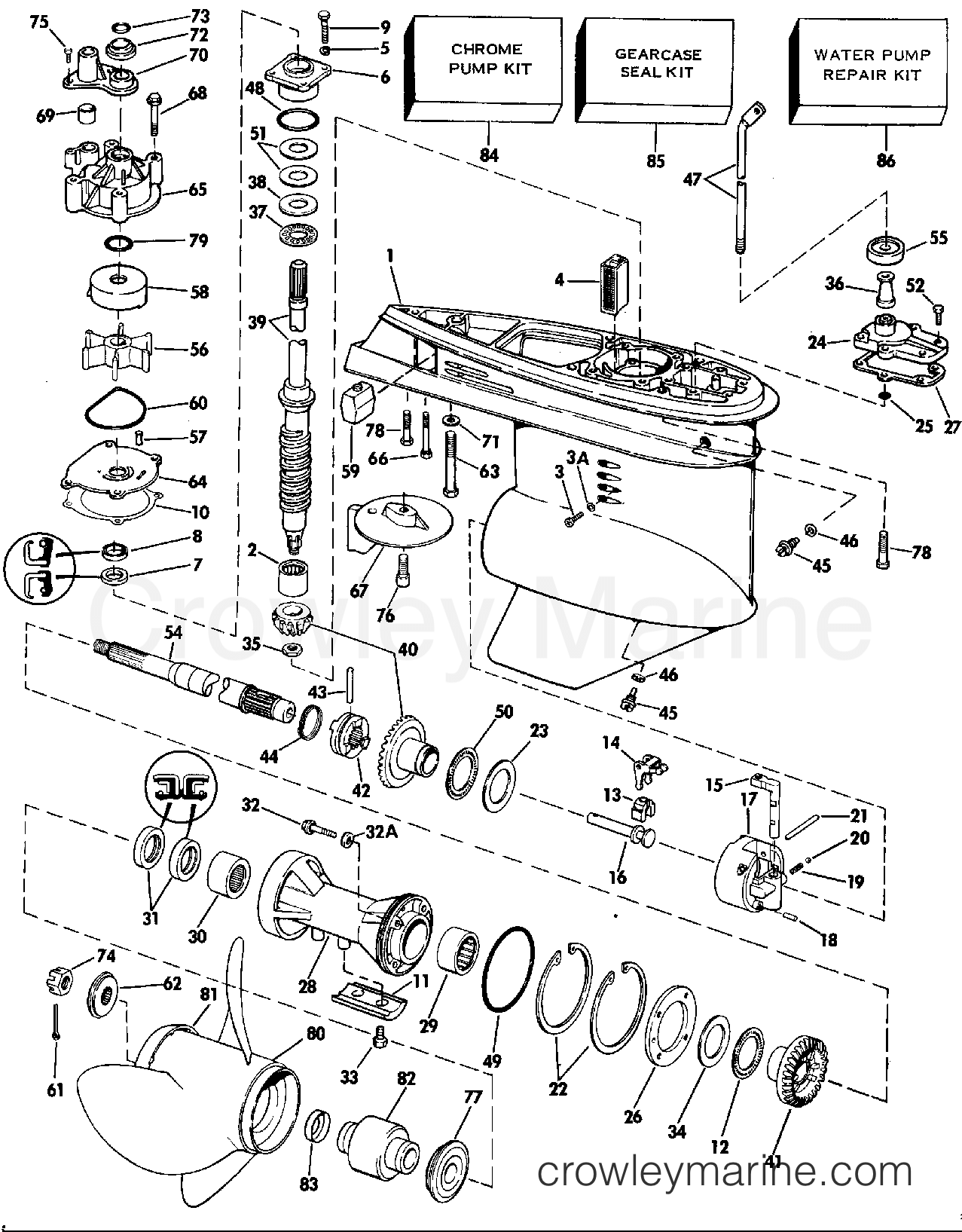 1988 Outboard 88 - J88MSLCCC - GEARCASE