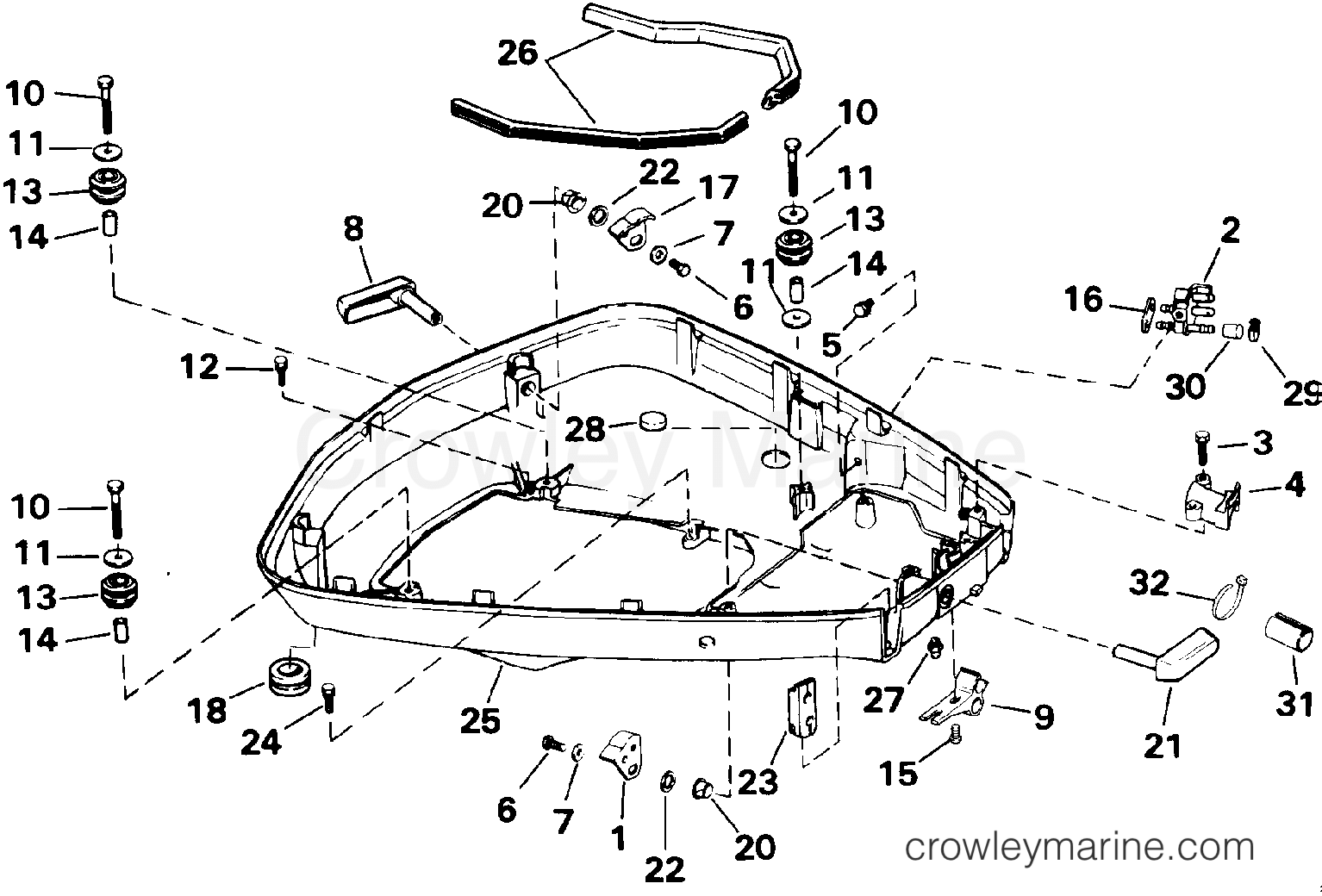 1993 Outboard 100 - E100WTLETD - LOWER ENGINE COVER