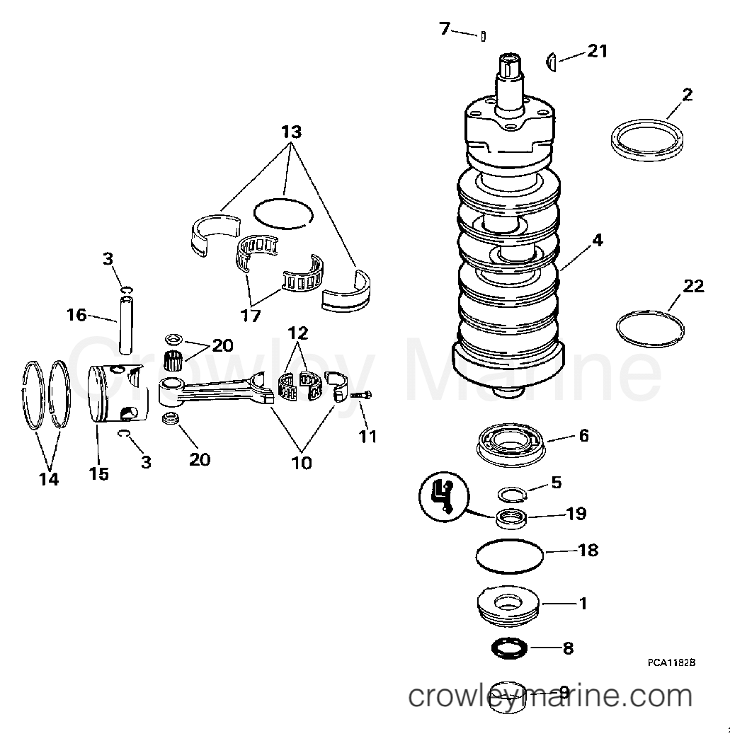 1997 Outboard 90 - J90ELEUC - CRANKSHAFT & PISTON