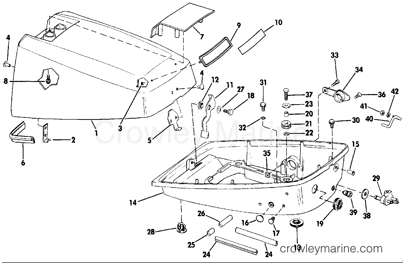 1986 Outboard 8 - J8RCDE - ENGINE COVER - JOHNSON