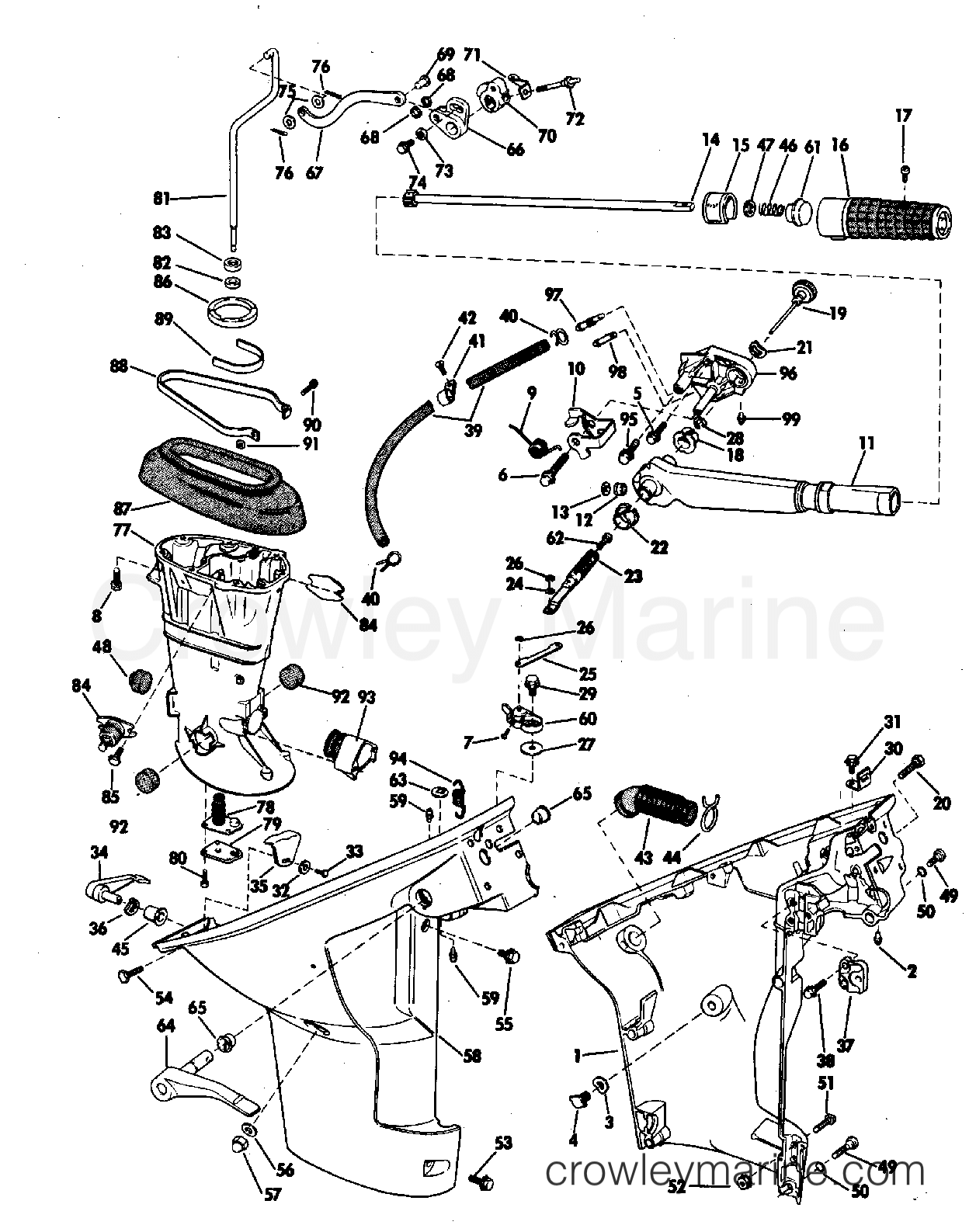 LOWER UNIT GROUP 1970 Johnson Outboards 9.5 9R70C Crowley Marine