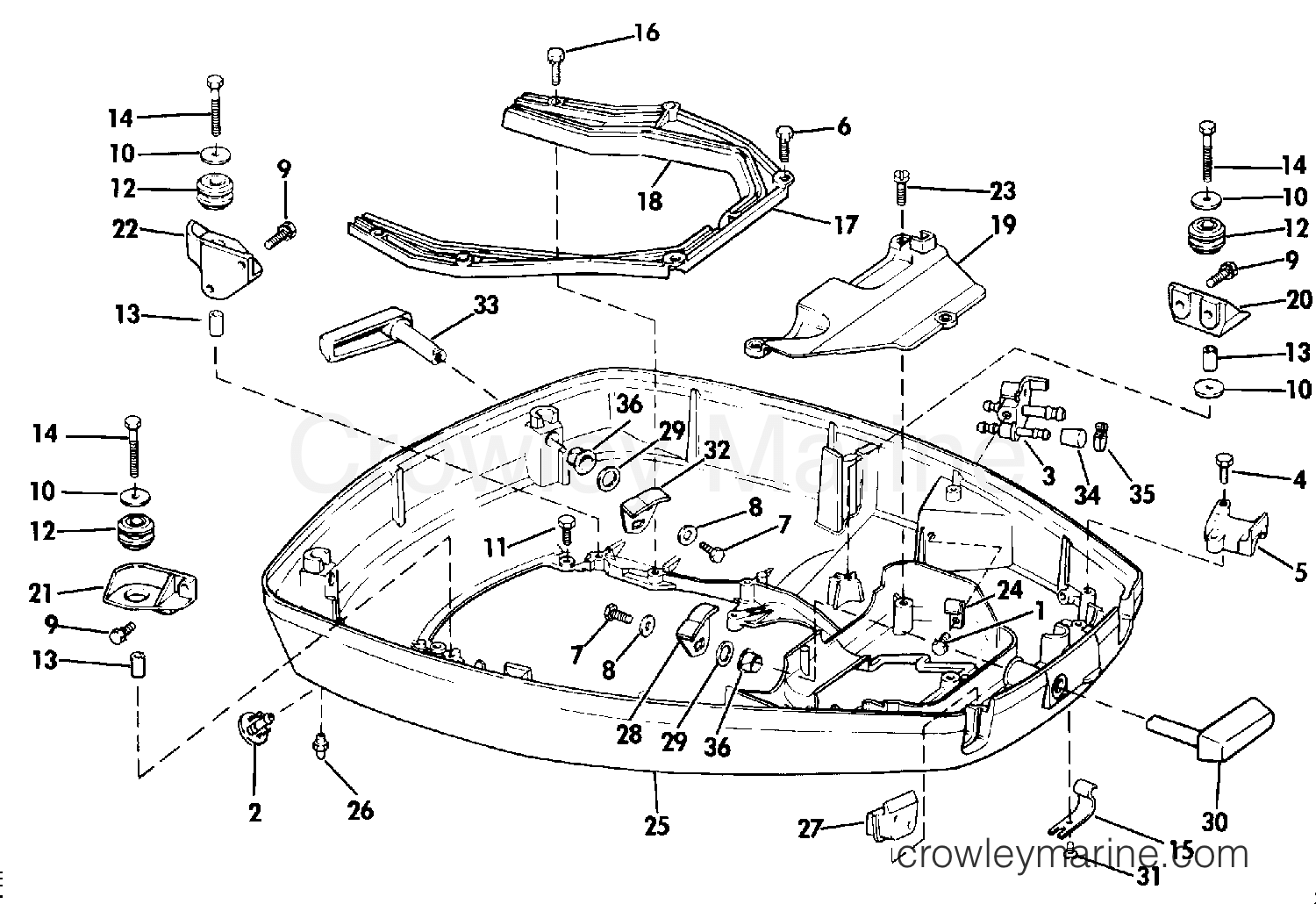 1986 Outboard 155 - E155WTXCDR - LOWER ENGINE COVER