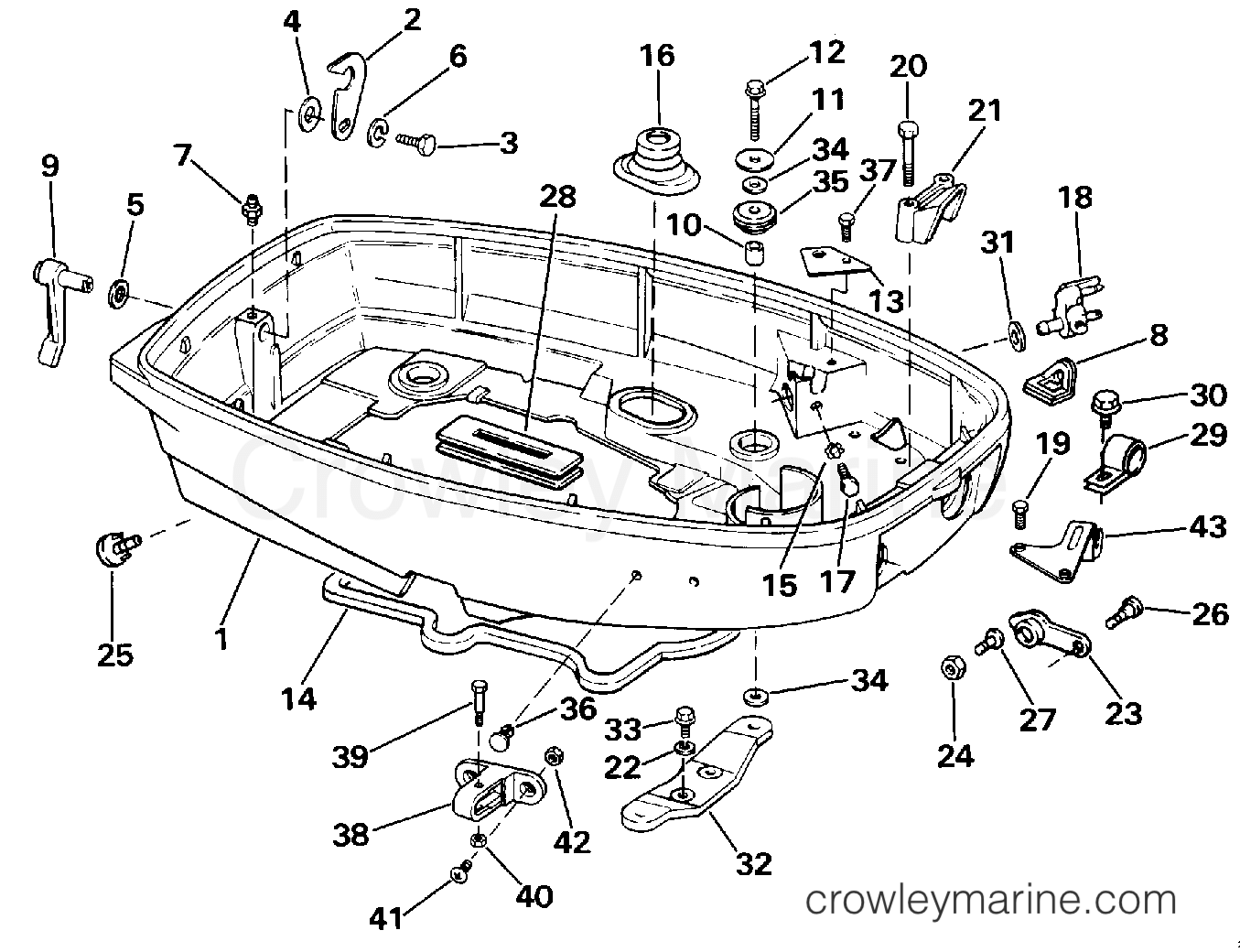 1986 Outboard 30 - J30RLCDM - LOWER ENGINE COVER