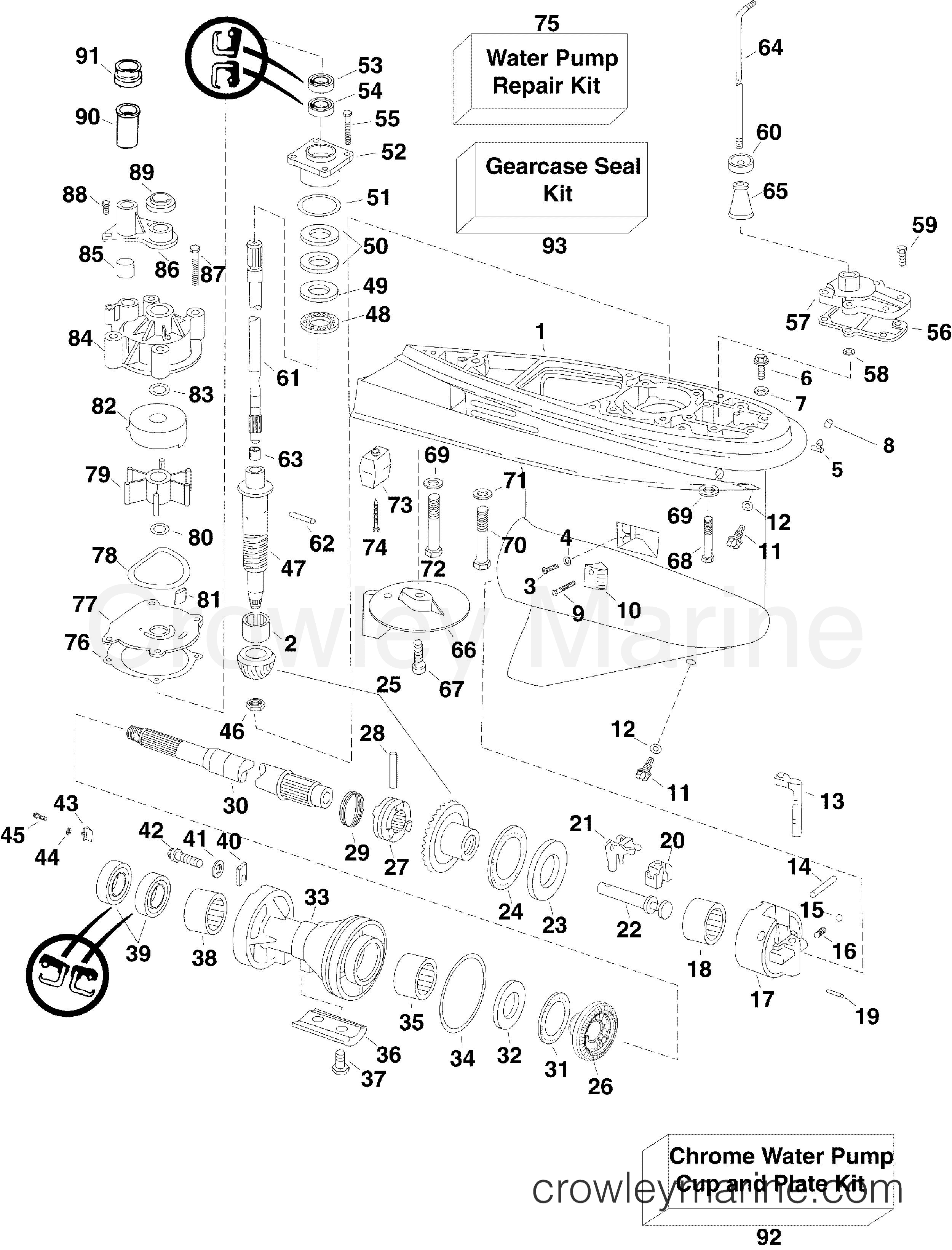 2012 Outboard 90 - E90DPXINC - GEARCASE, O-TYPE