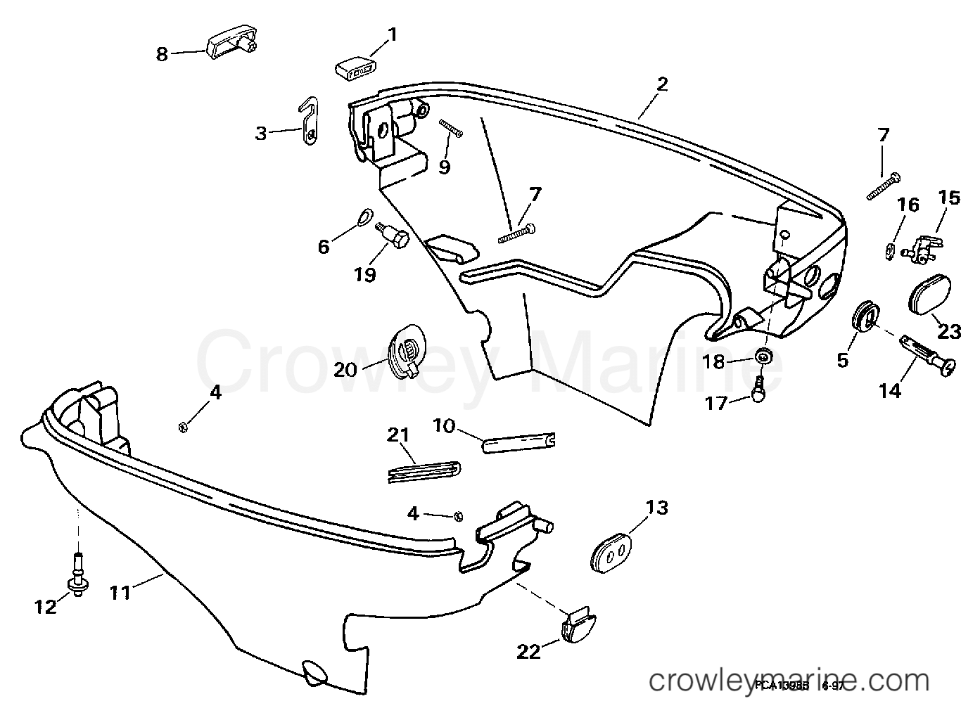 1998 Outboard 5 - HJ5FRECA - LOWER ENGINE COVER