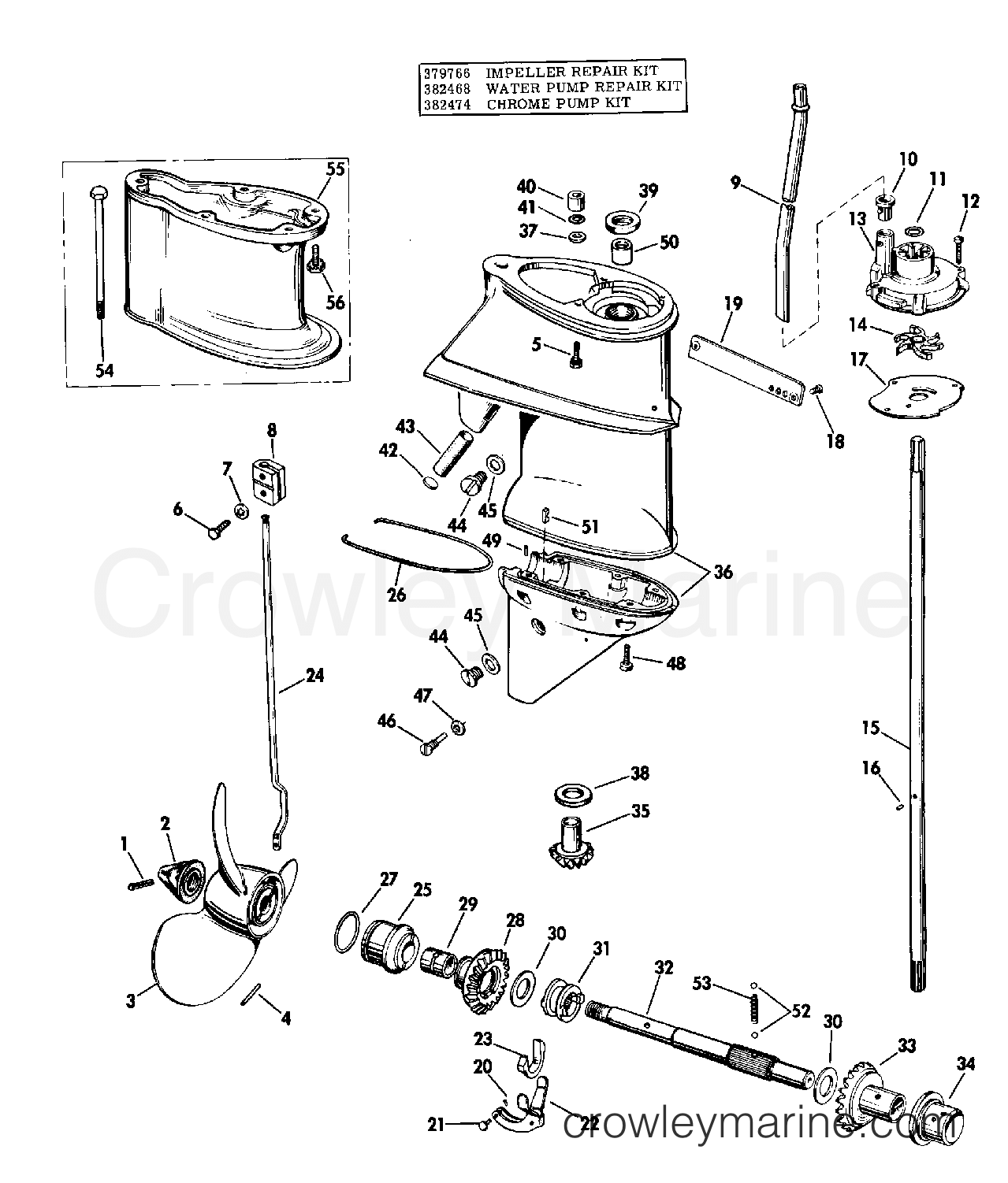1974 Outboard 25 - 25402M - GEARCASE