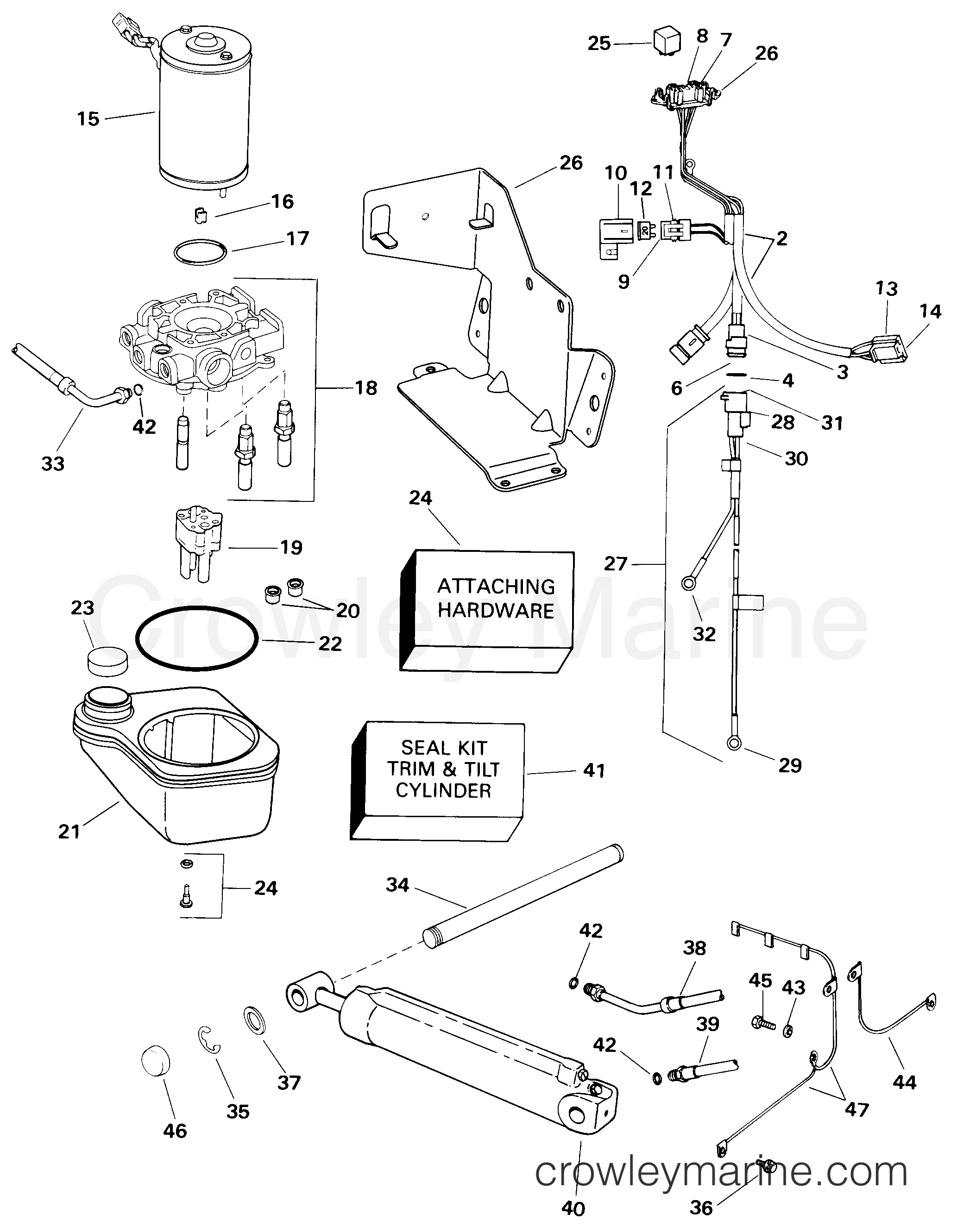 1998 OMC Stern Drive 7.4 - 74FHPBYC POWER TRIM & TILT -- 3868843 & 3868849 MODEL TRANSOM MOUNT section