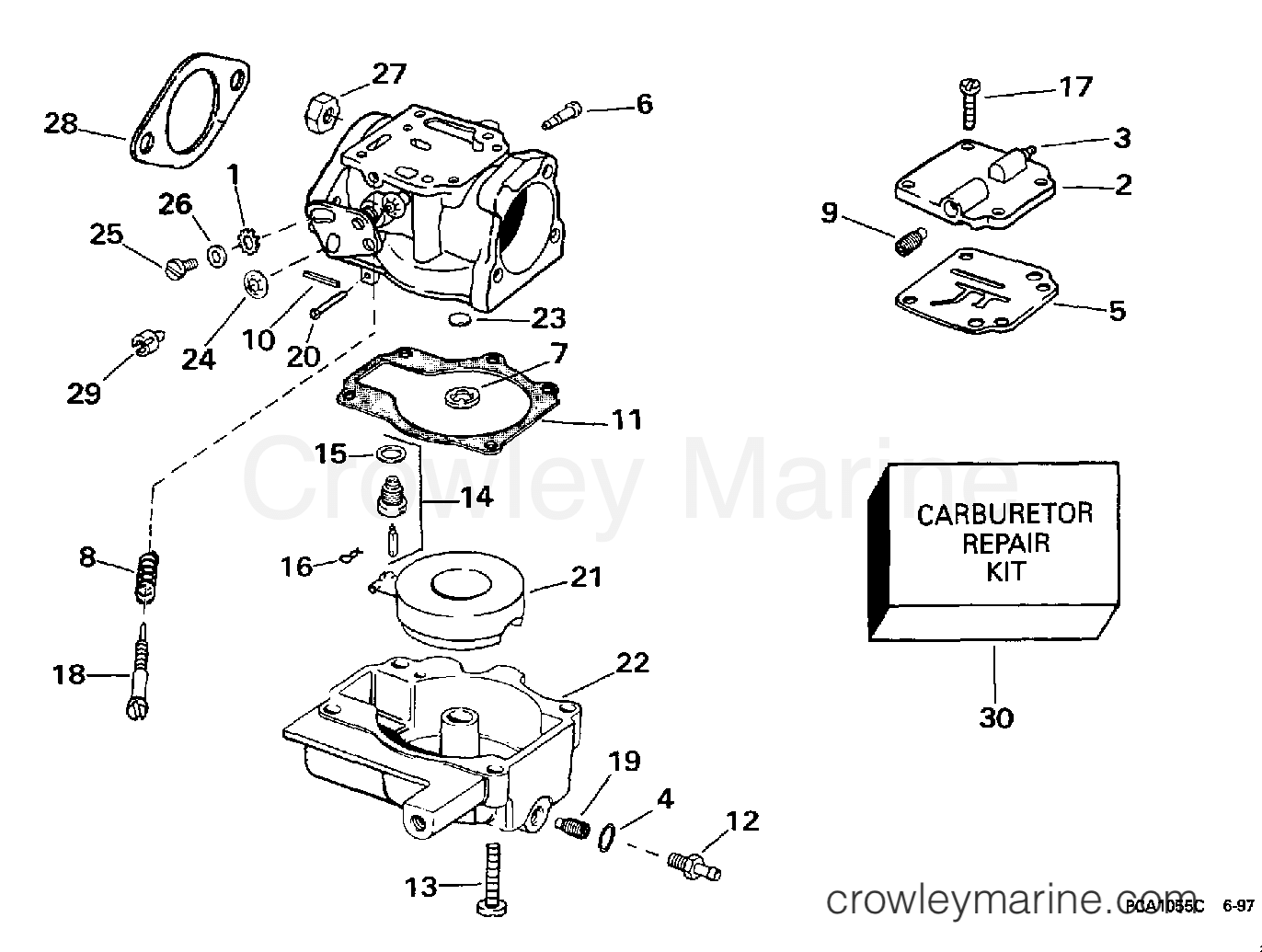 1998 Outboard 30 - E30TEECS - CARBURETOR -- 30 HP