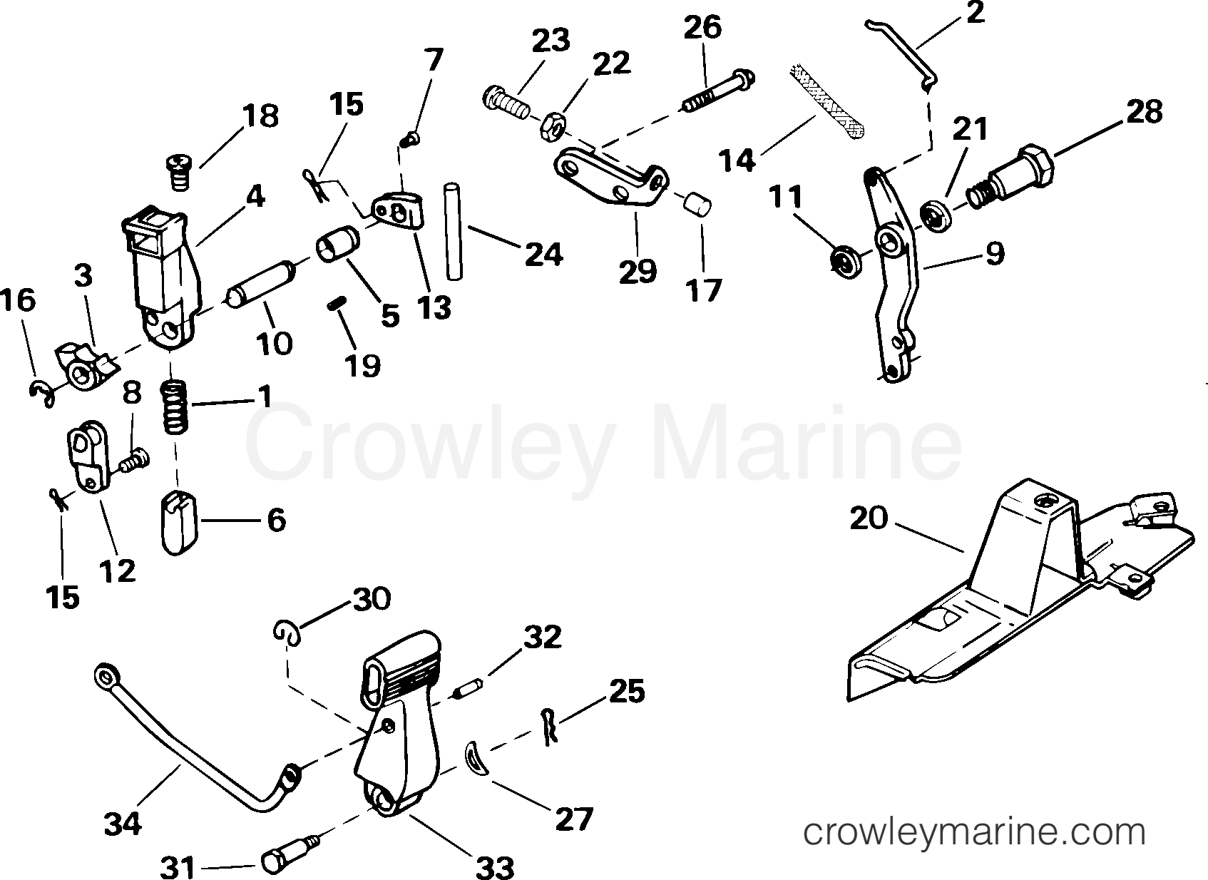 SHIFT & THROTTLE LINKAGE 2004 Outboard 8 J8R4SRC Crowley Marine
