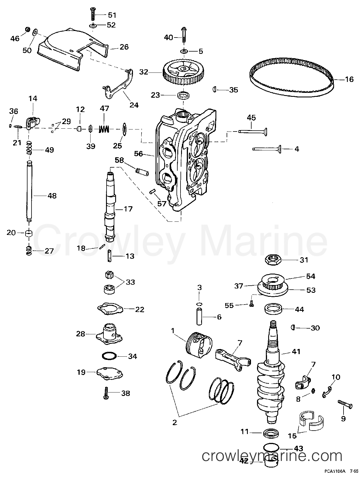 1997 Evinrude Outboards 9.9 - BE10FRELUA CYLINDER HEAD & CRANKSHAFT section