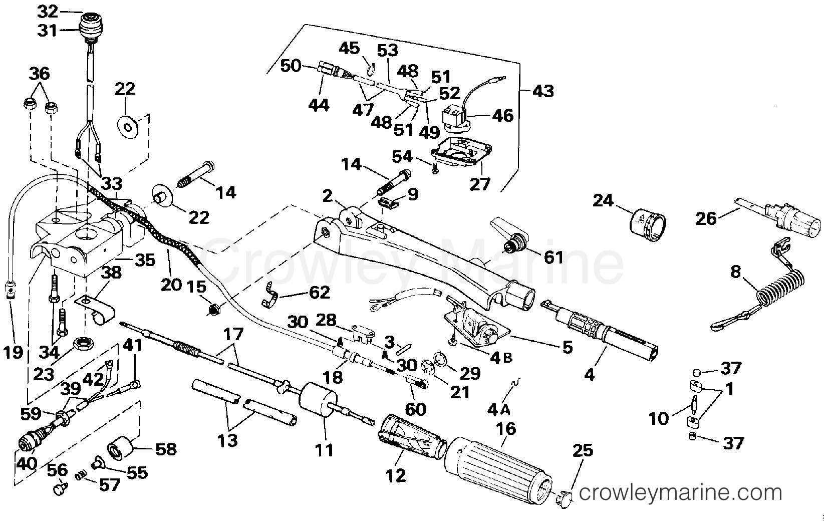 1991 Outboard 40 - J40TLEIA - STEERING AND SHIFT HANDLE