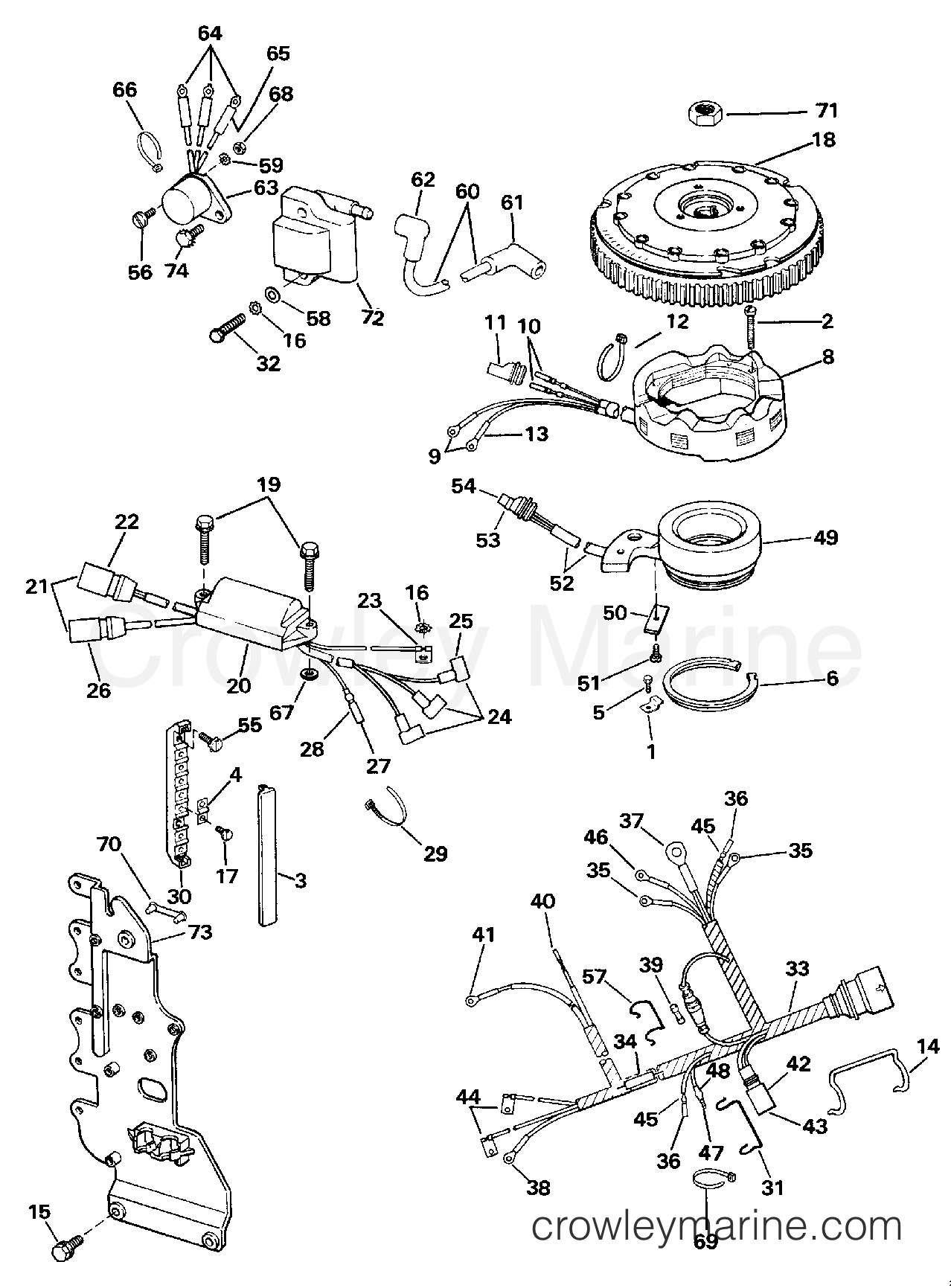 1989 Outboard 70 - E70TLCEM - IGNITION SYSTEM