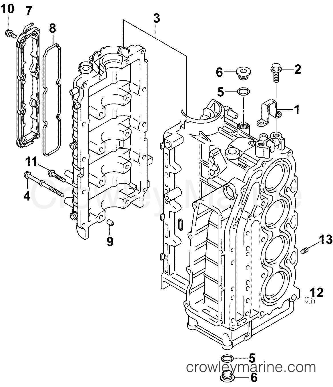 2005 Outboard 140 - J140PL4SOR, - CYLINDER & CRANKCASE