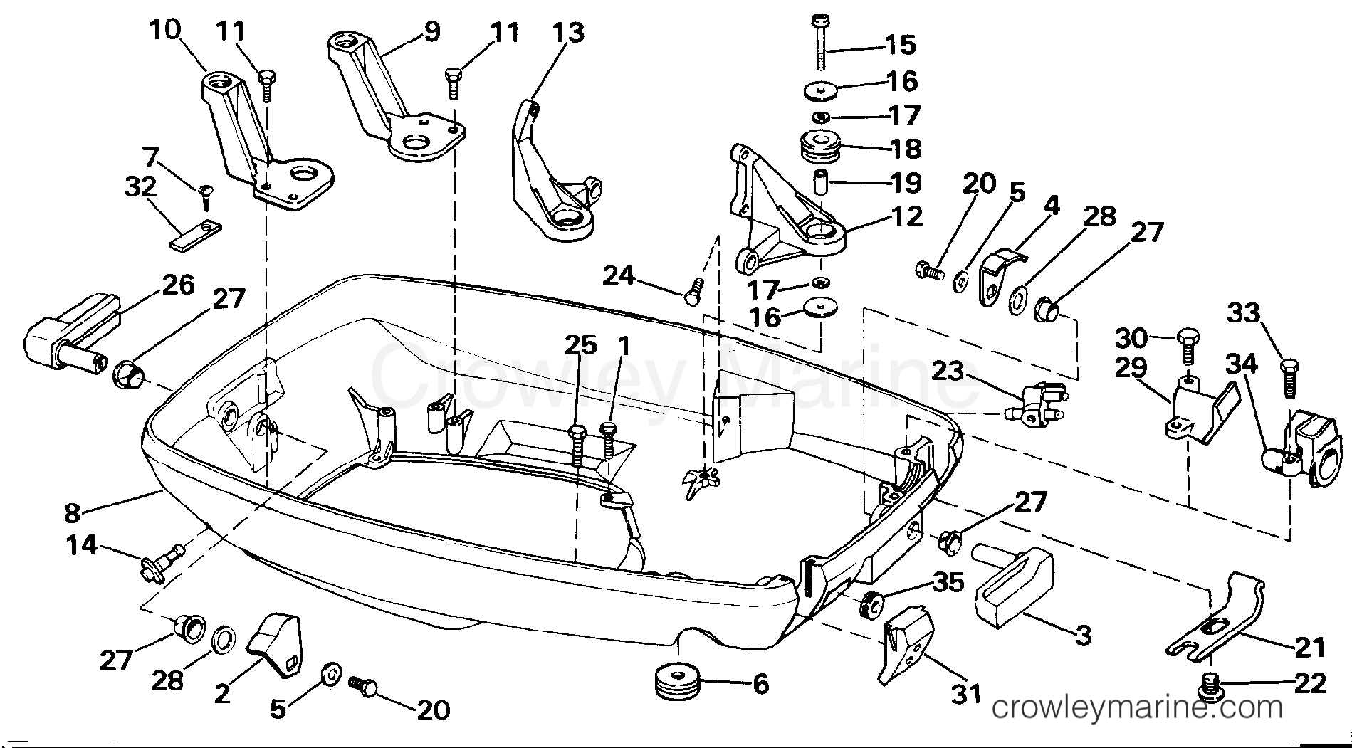 1984 Outboard 65 - J65TELCRS - LOWER ENGINE COVER