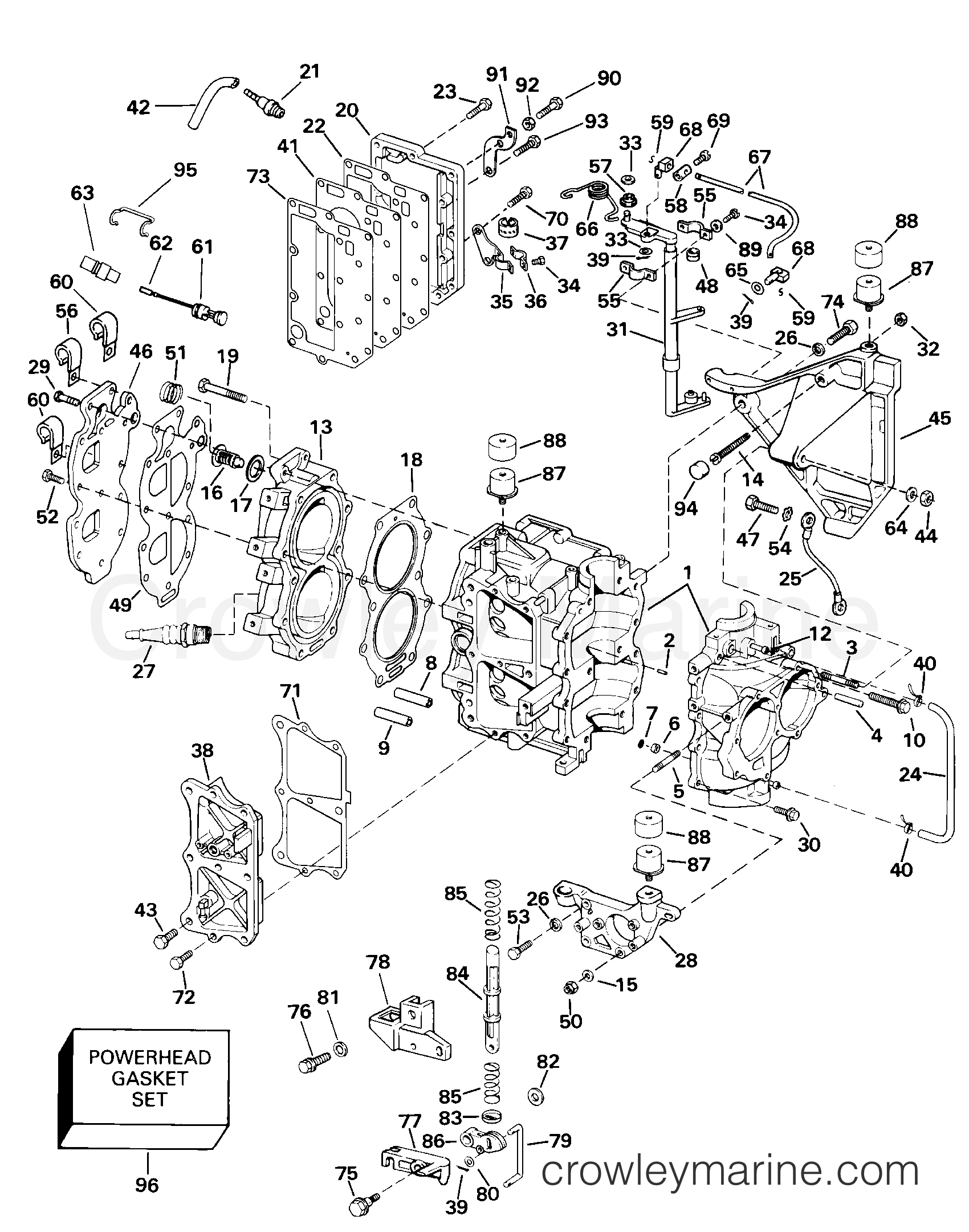 2000 Outboard 25 - J25JRSSB - CYLINDER & CRANKCASE