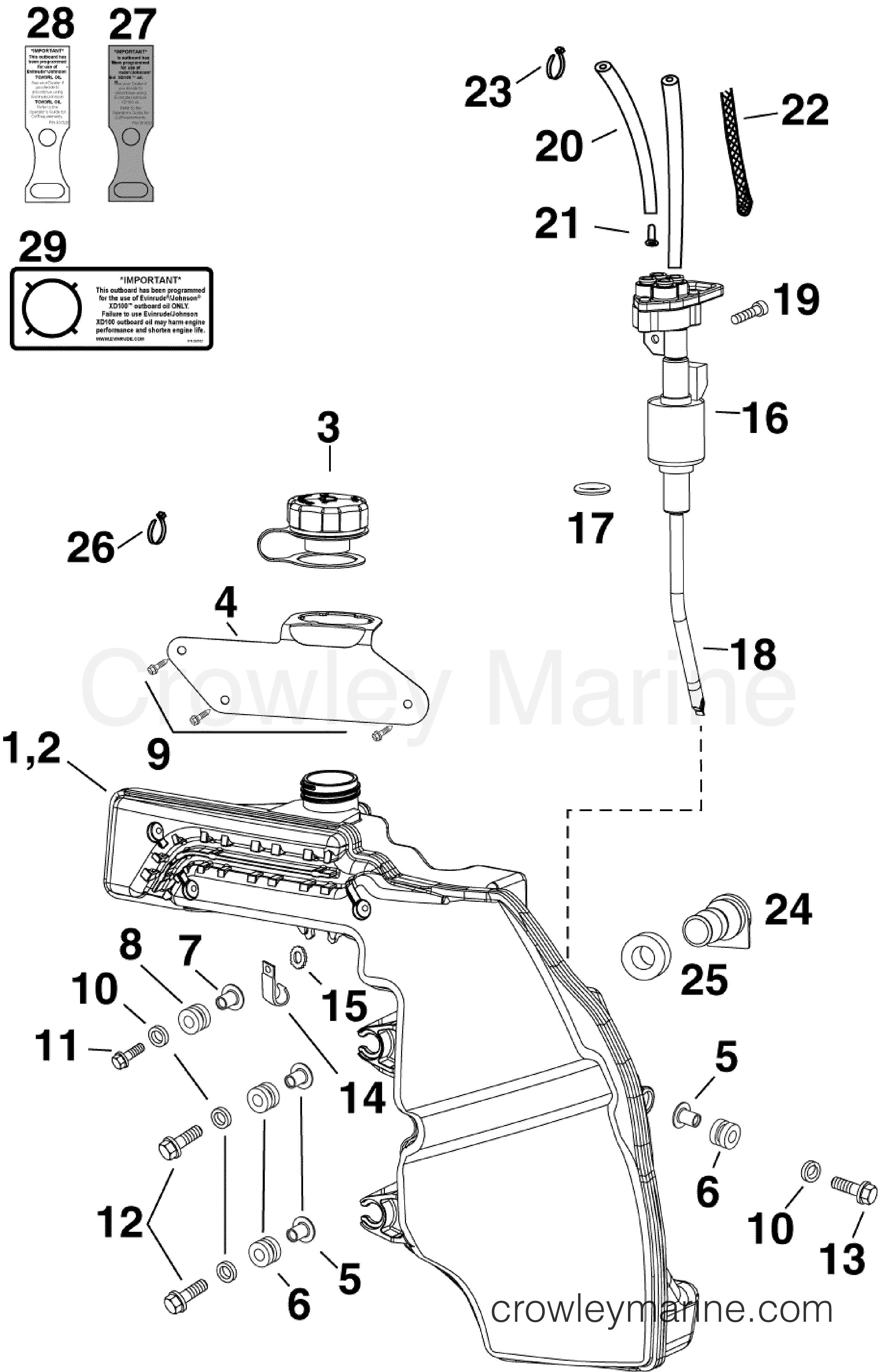 2010 Evinrude Outboards 40 - E40DPLISF OIL TANK & PUMP section