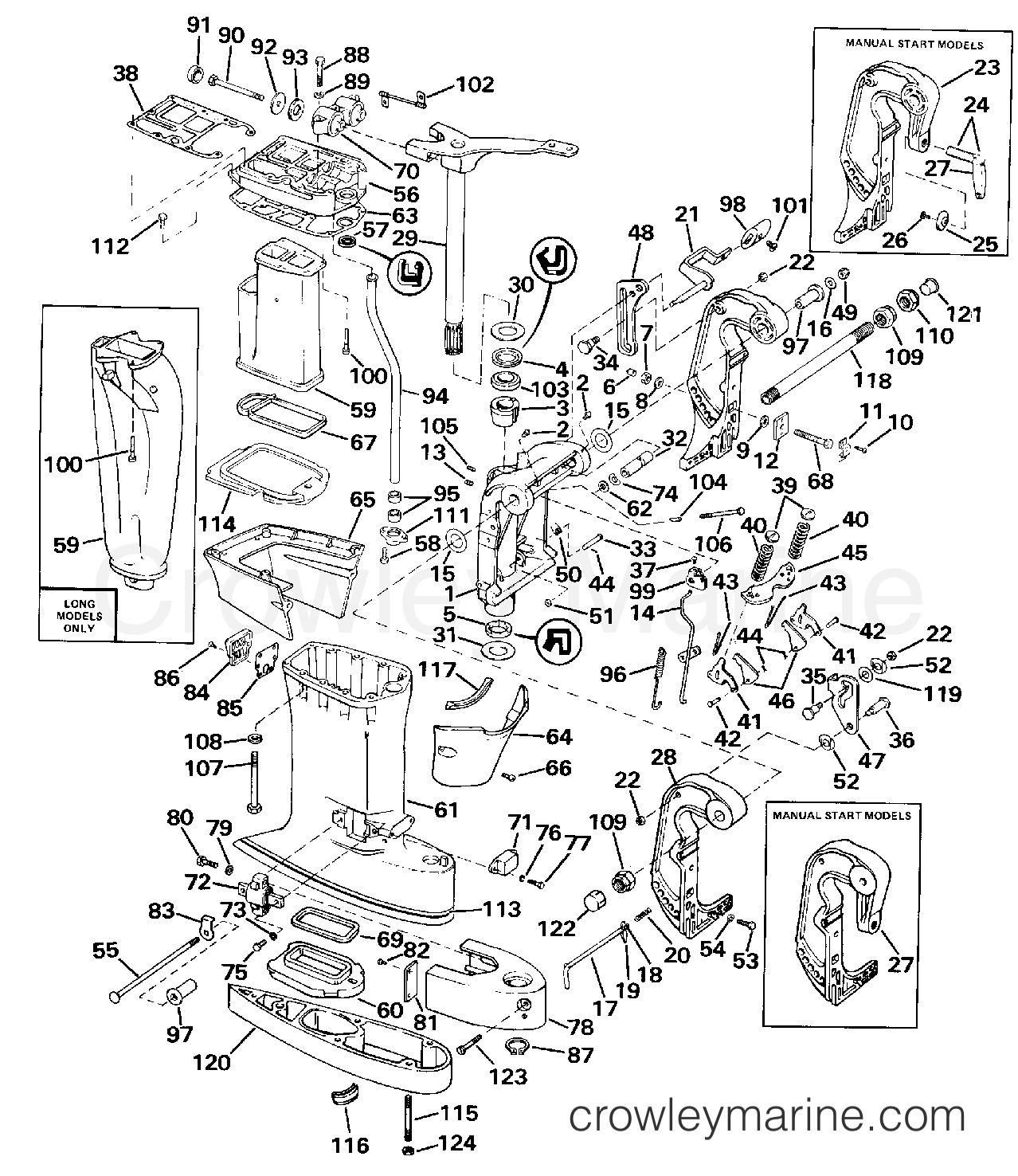 1990 Outboard 45 - J45RCESR - MIDSECTION