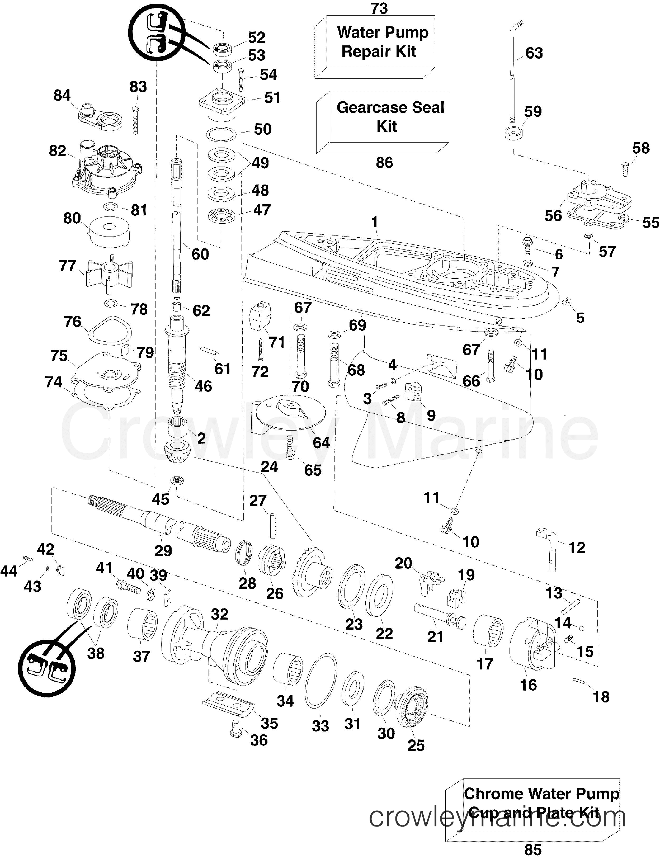 2012 Outboard 130 - E130DPXINA - GEARCASE, O-TYPE