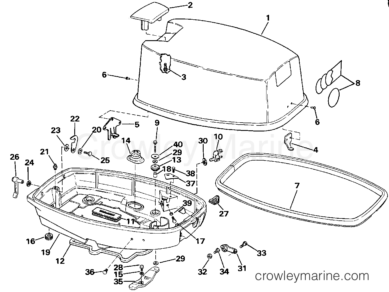 1988 Outboard 25 - D25RWLA - ENGINE COVER