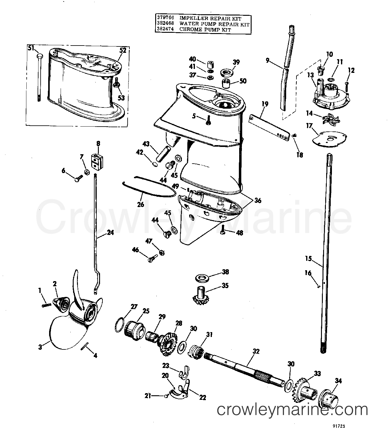 1969 Outboard 25 - 25RL69D - GEARCASE GROUP