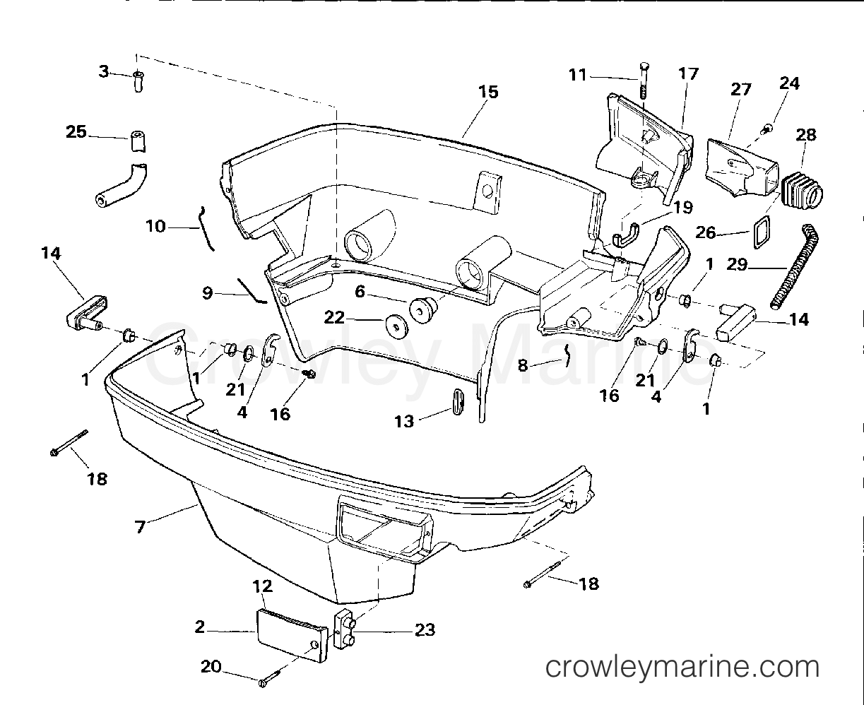 1993 Evinrude Outboards 150 - VE150GLETG LOWER ENGINE COVER section