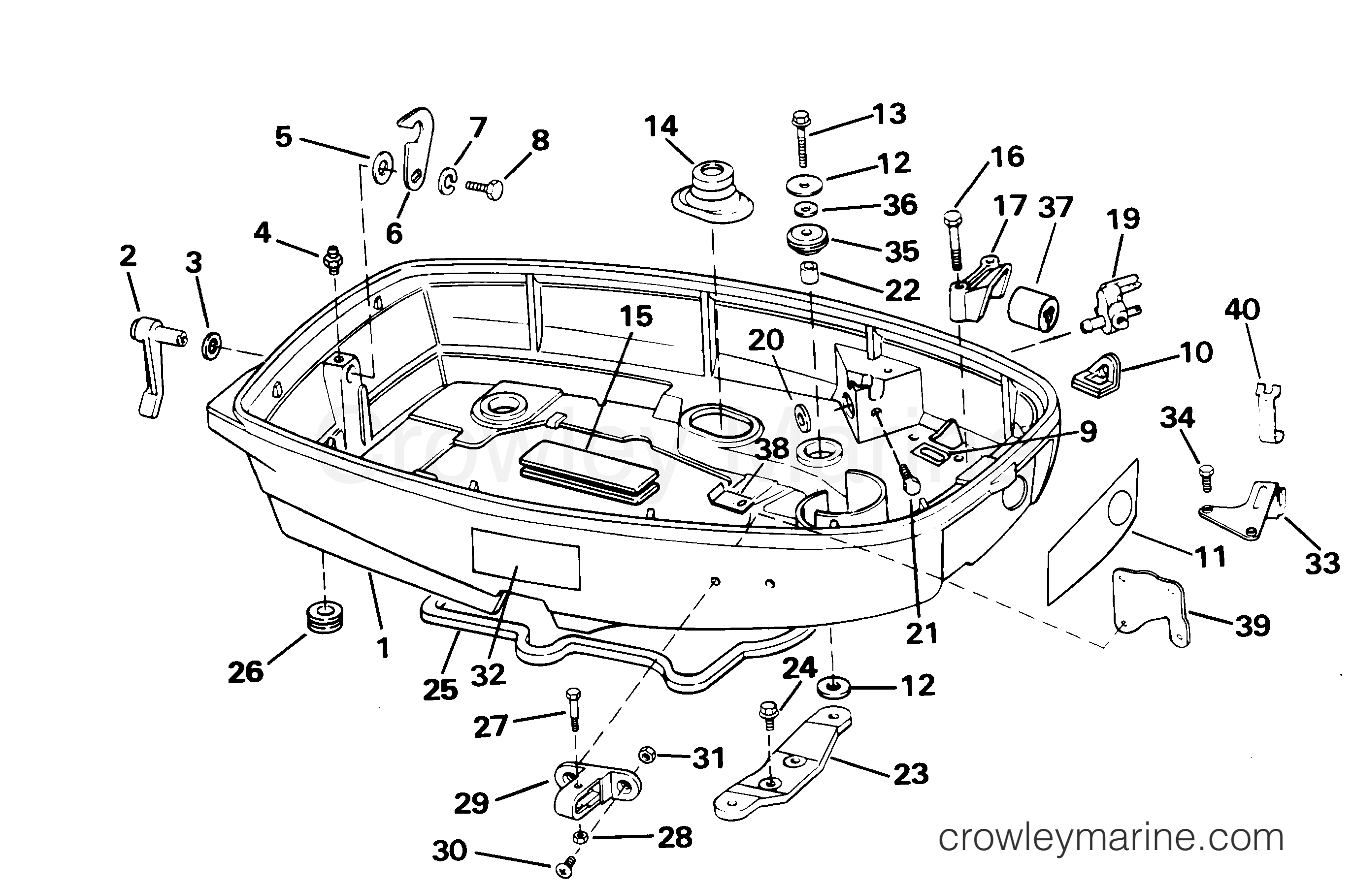 2001 Outboard 25 - J25EVSIC - LOWER ENGINE COVER
