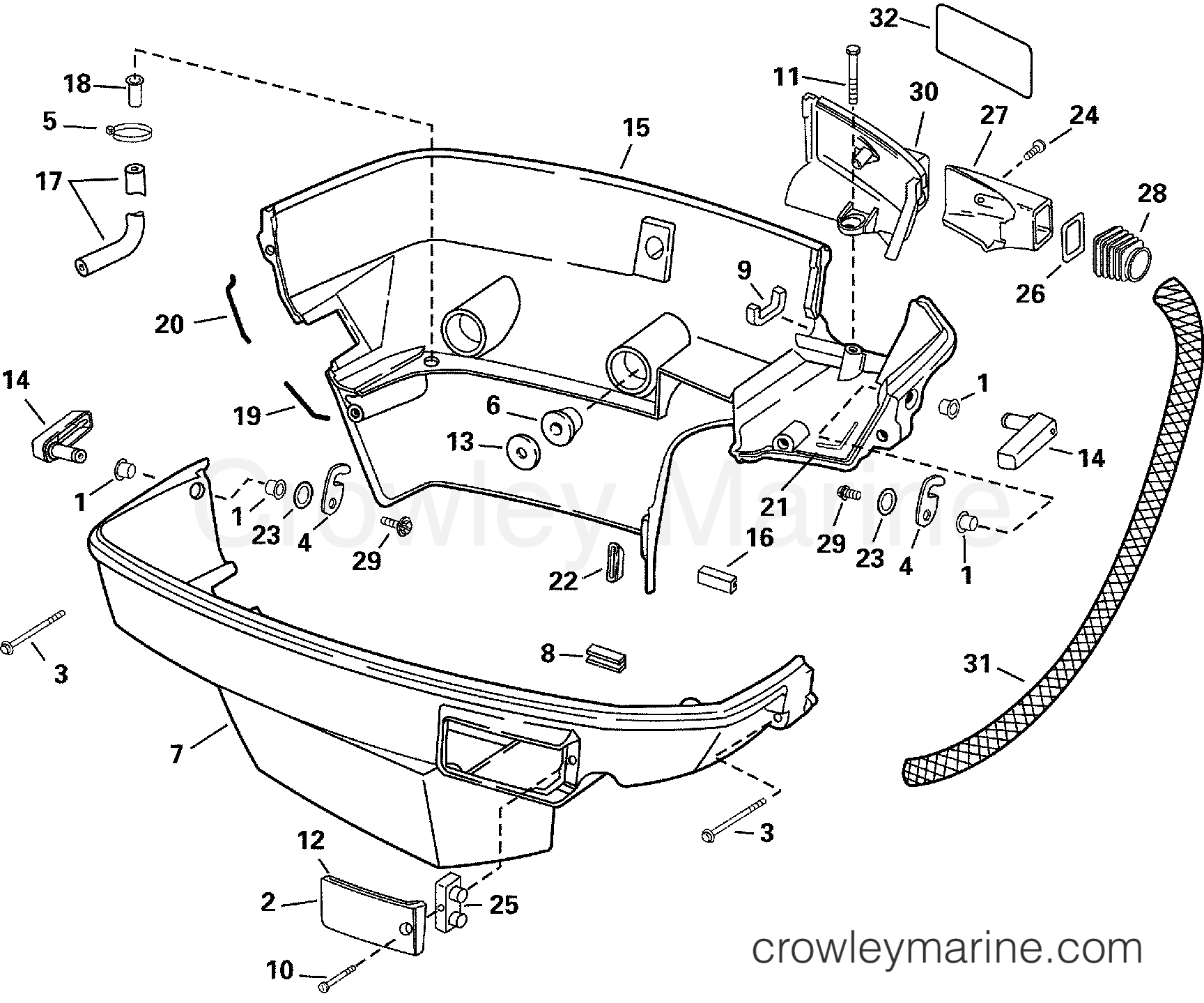 2000 Outboard 90 - BJ90PLSSE - LOWER ENGINE COVER