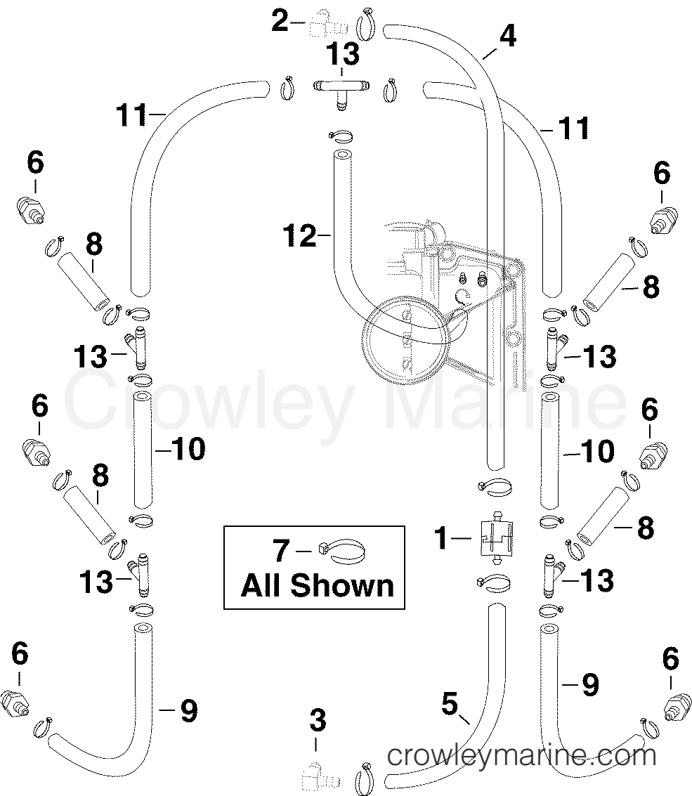 2005 Outboard 225 - E225DHLSOF - OIL RECIRCULATION HOSES