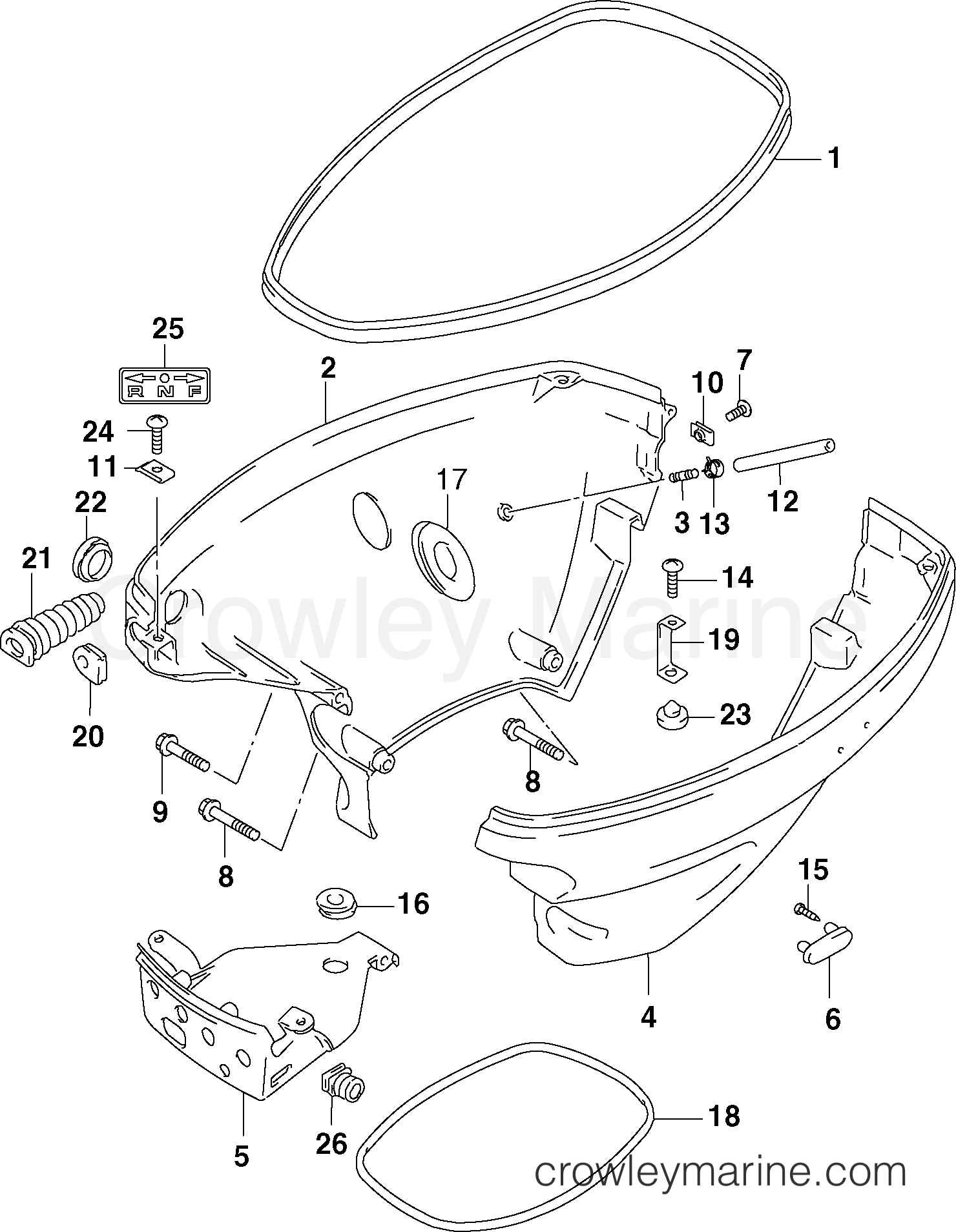 2003 Outboard 15 - J15TE4STC - LOWER ENGINE COVER