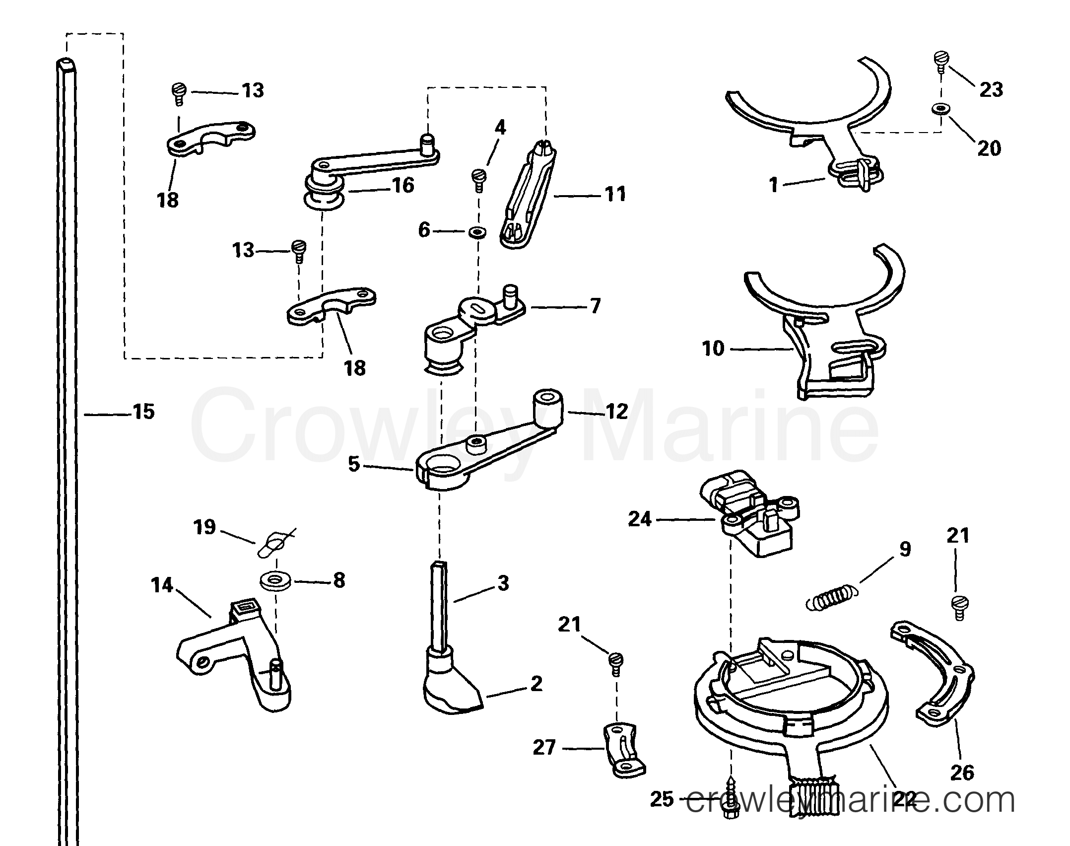 1999 Outboard 90 - J90PLEEB - THROTTLE LINKAGE