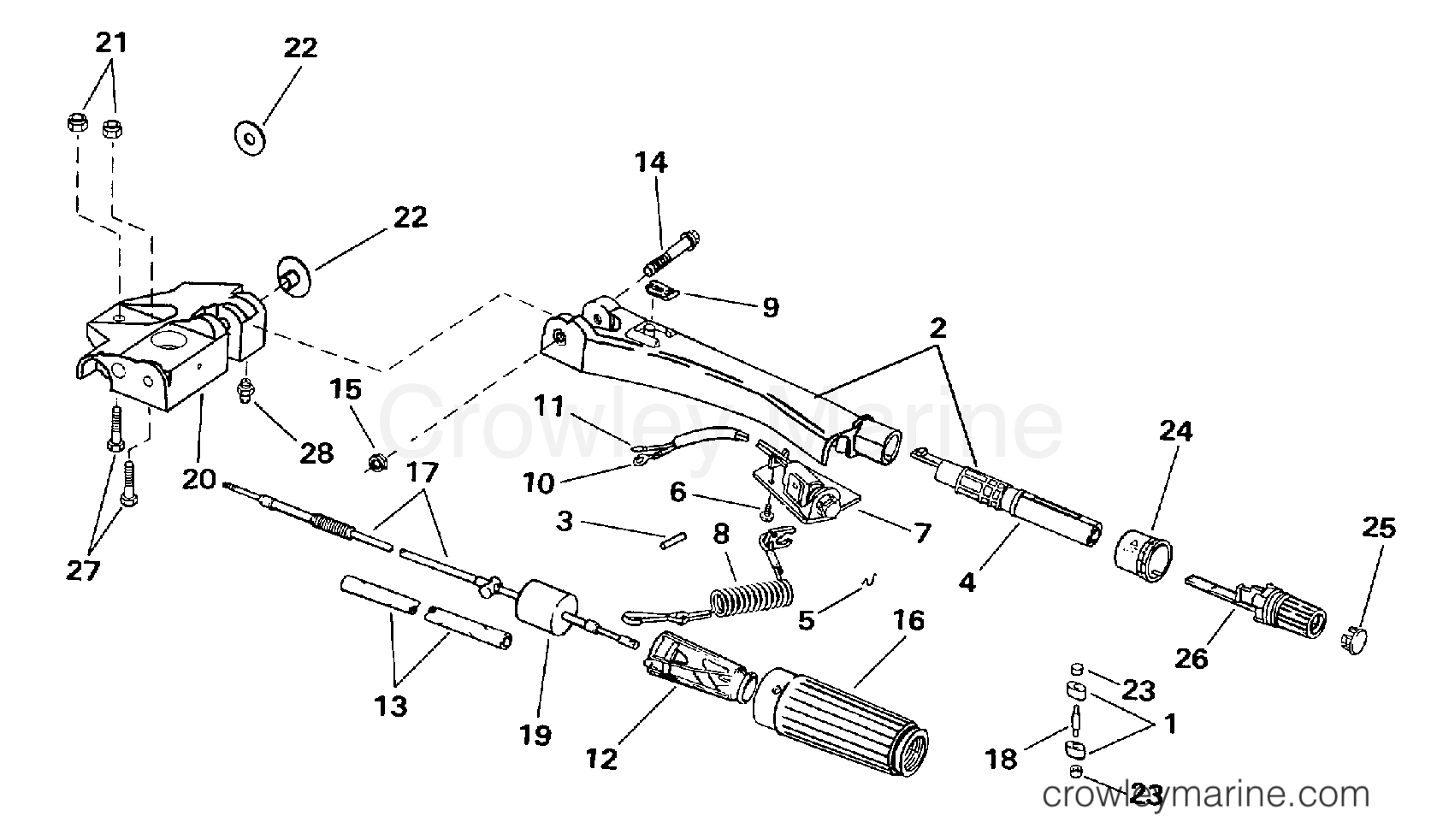 1998 Outboard 28 - J40JRECA - STEERING & SHIFT HANDLE