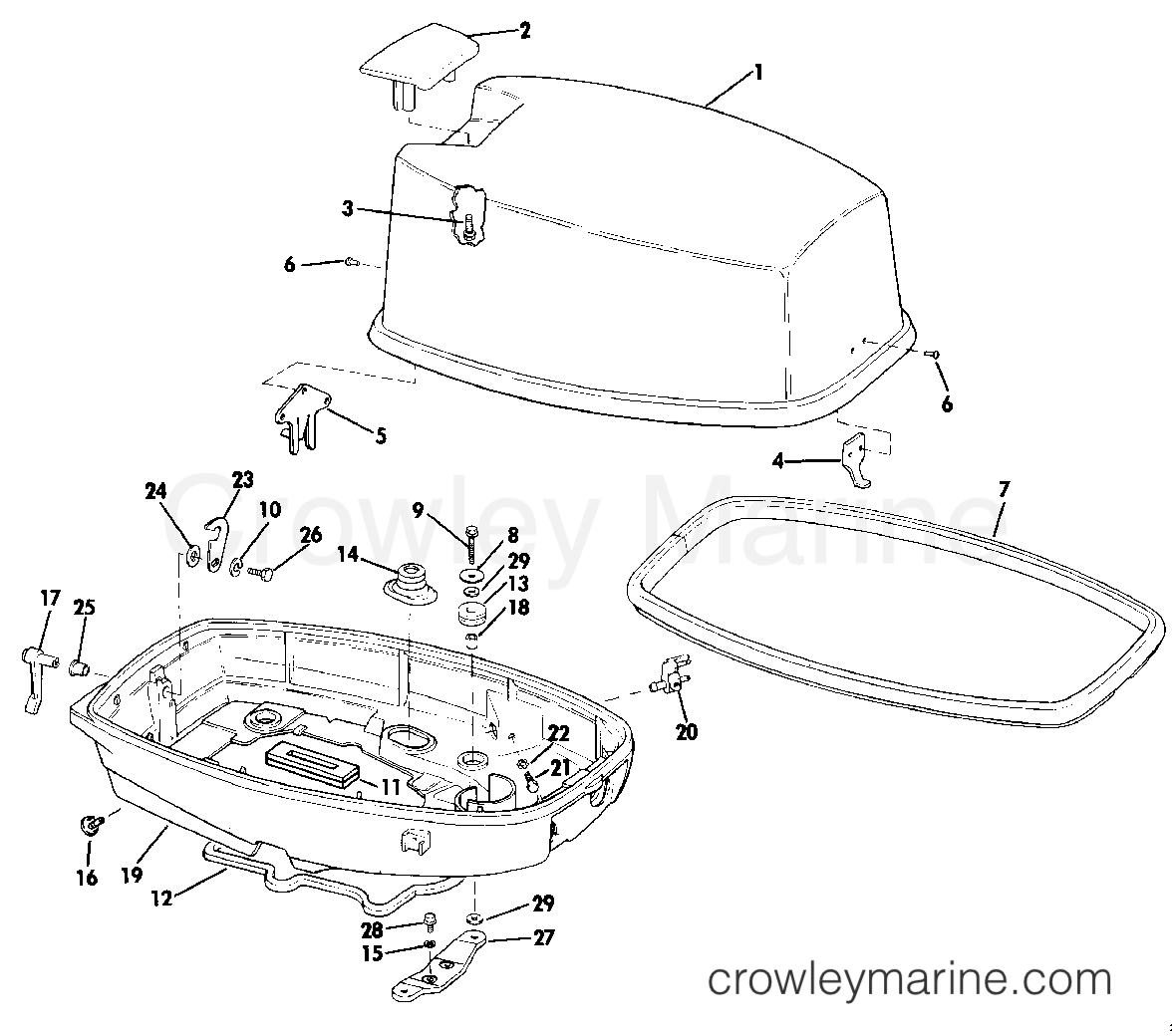 1984 Outboard 25 - J25RWCRD - ENGINE COVER - JOHNSON