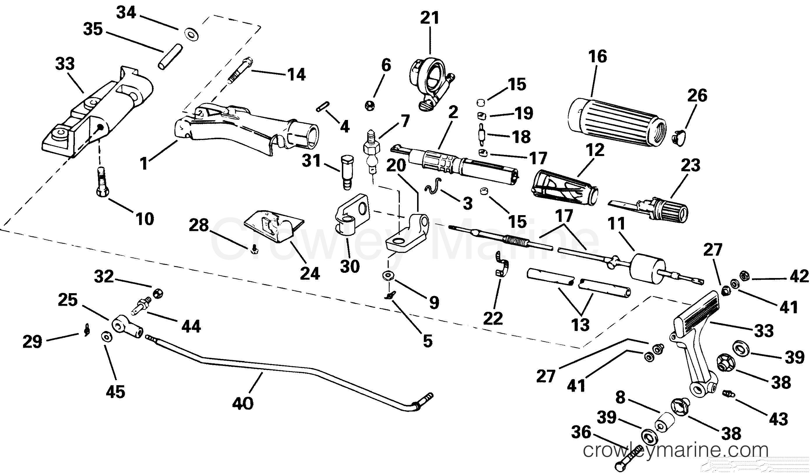 2001 Outboard 25 - J25WRLSIR - STEERING & SHIFT HANDLE