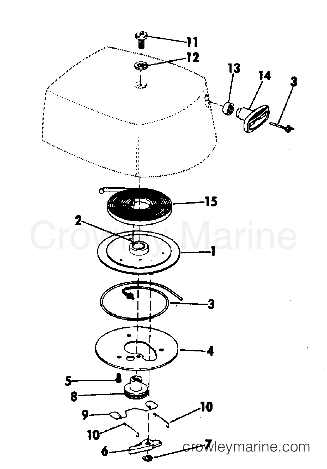 1973 Outboard 2 - 2302B - REWIND STARTER