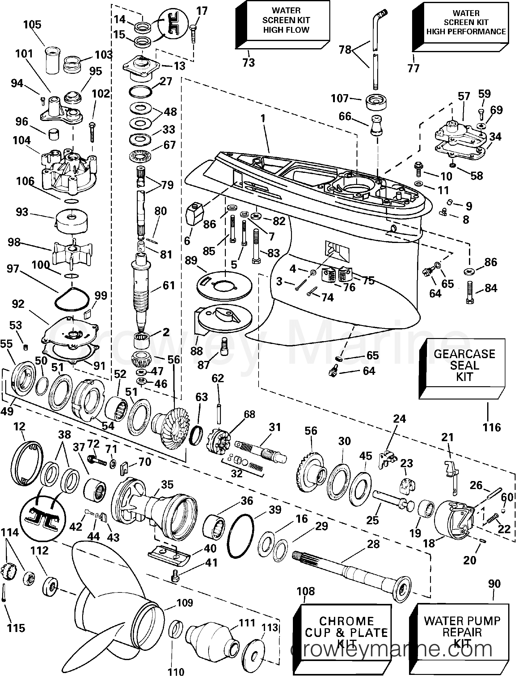2002 Outboard 150 - J150VLSNF - GEARCASE - CX, MODELS