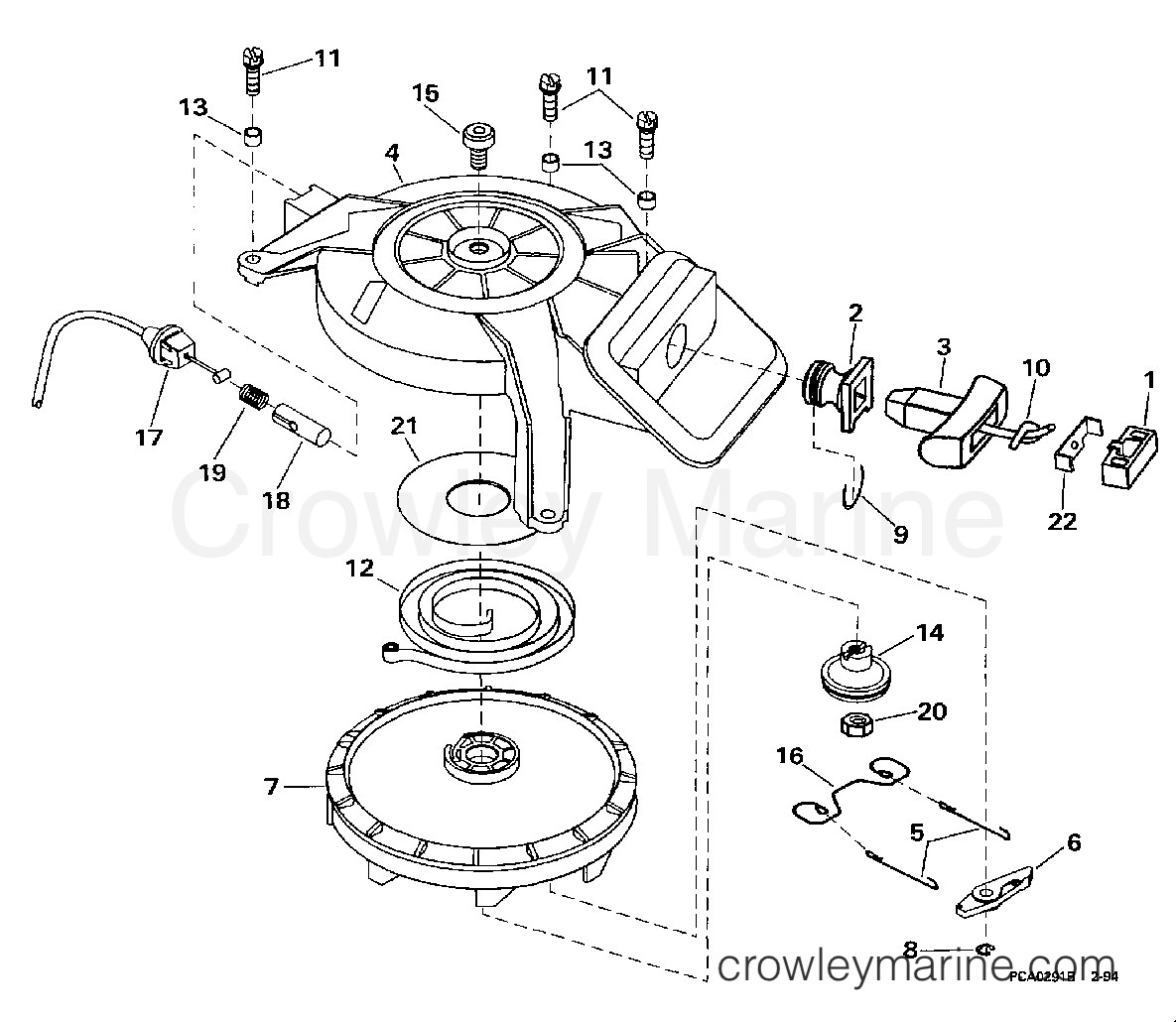 1997 Outboard 8 - J8SRLEUC - REWIND STARTER