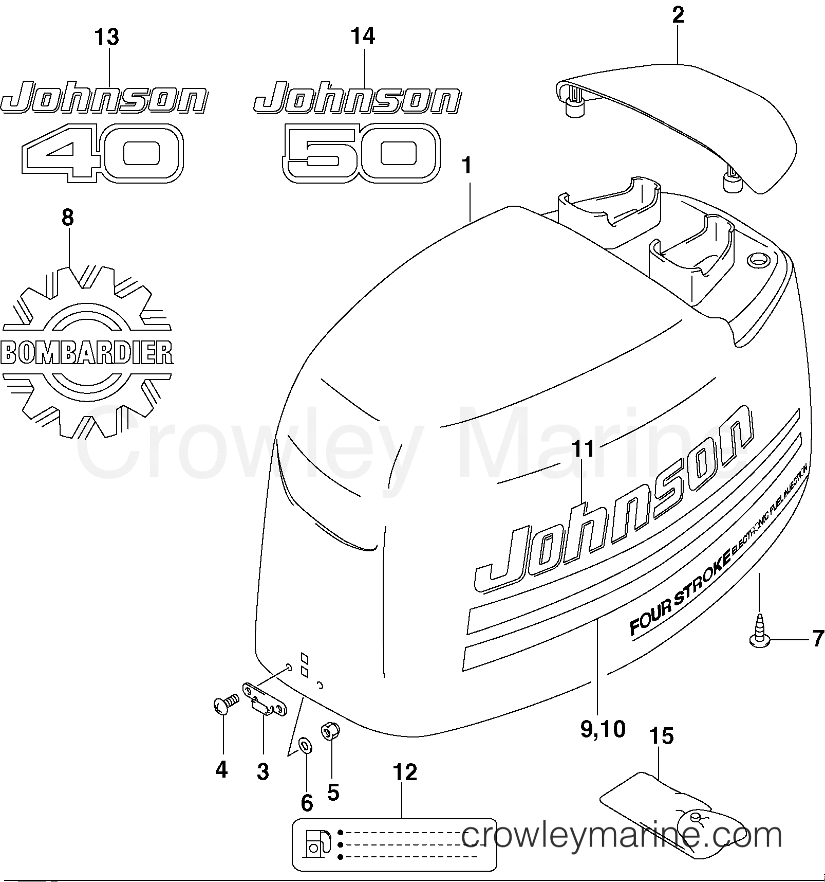 2002 Outboard 40 - J40PL4SNF - ENGINE COVER