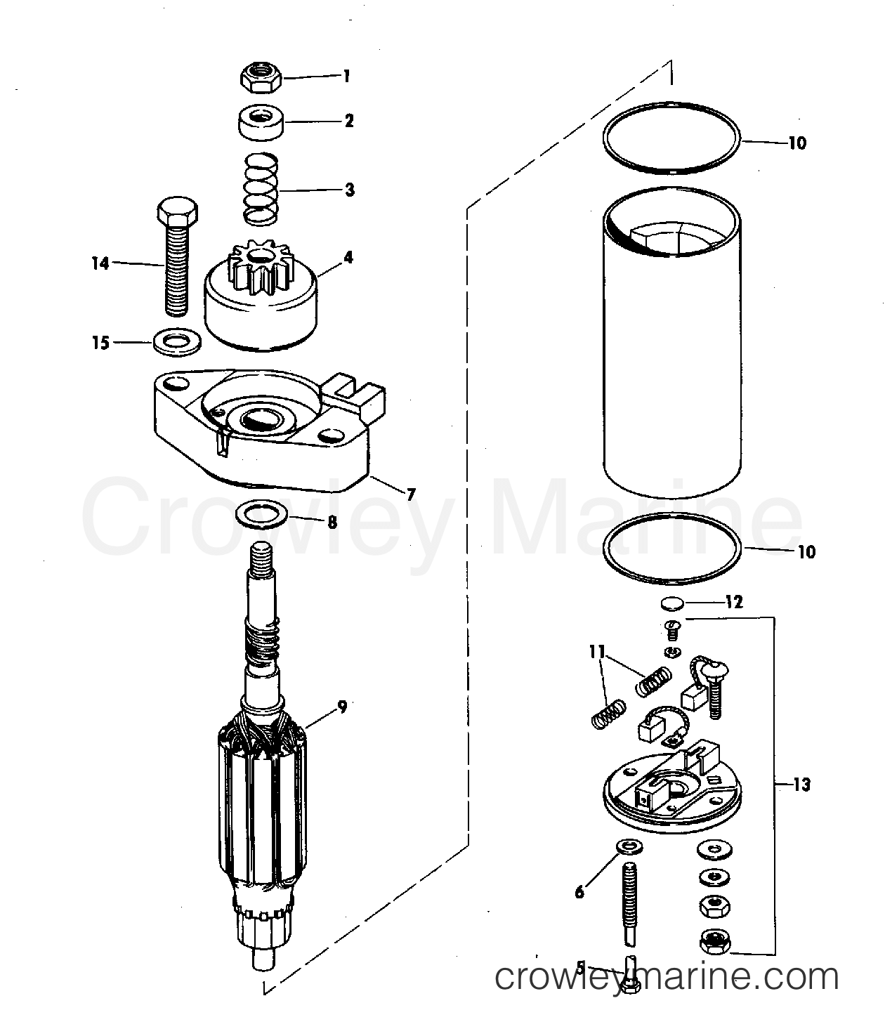 1981 Outboard 9.9 - J10RCID - STARTER MOTOR