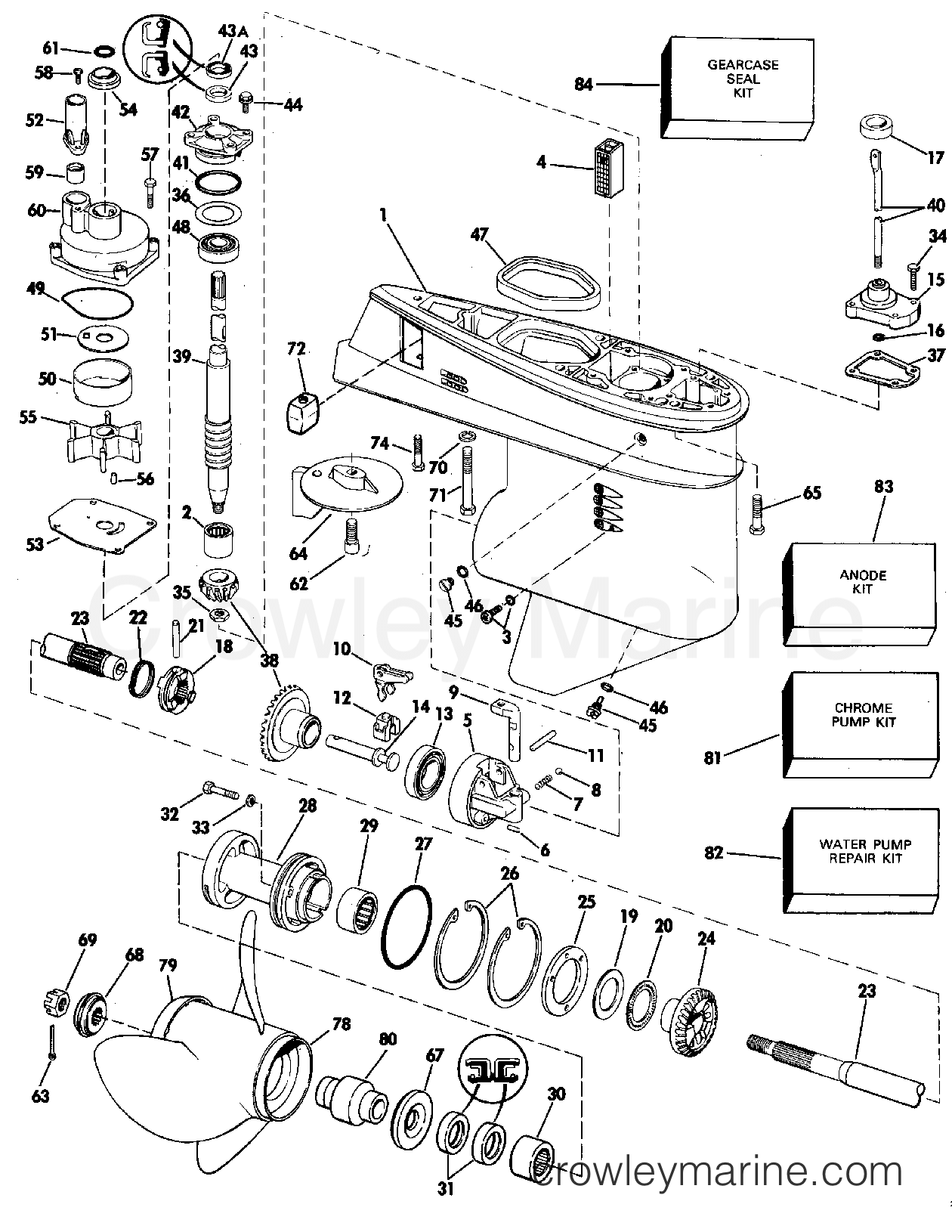 1988 Outboard 75 - J75ECCA - GEARCASE