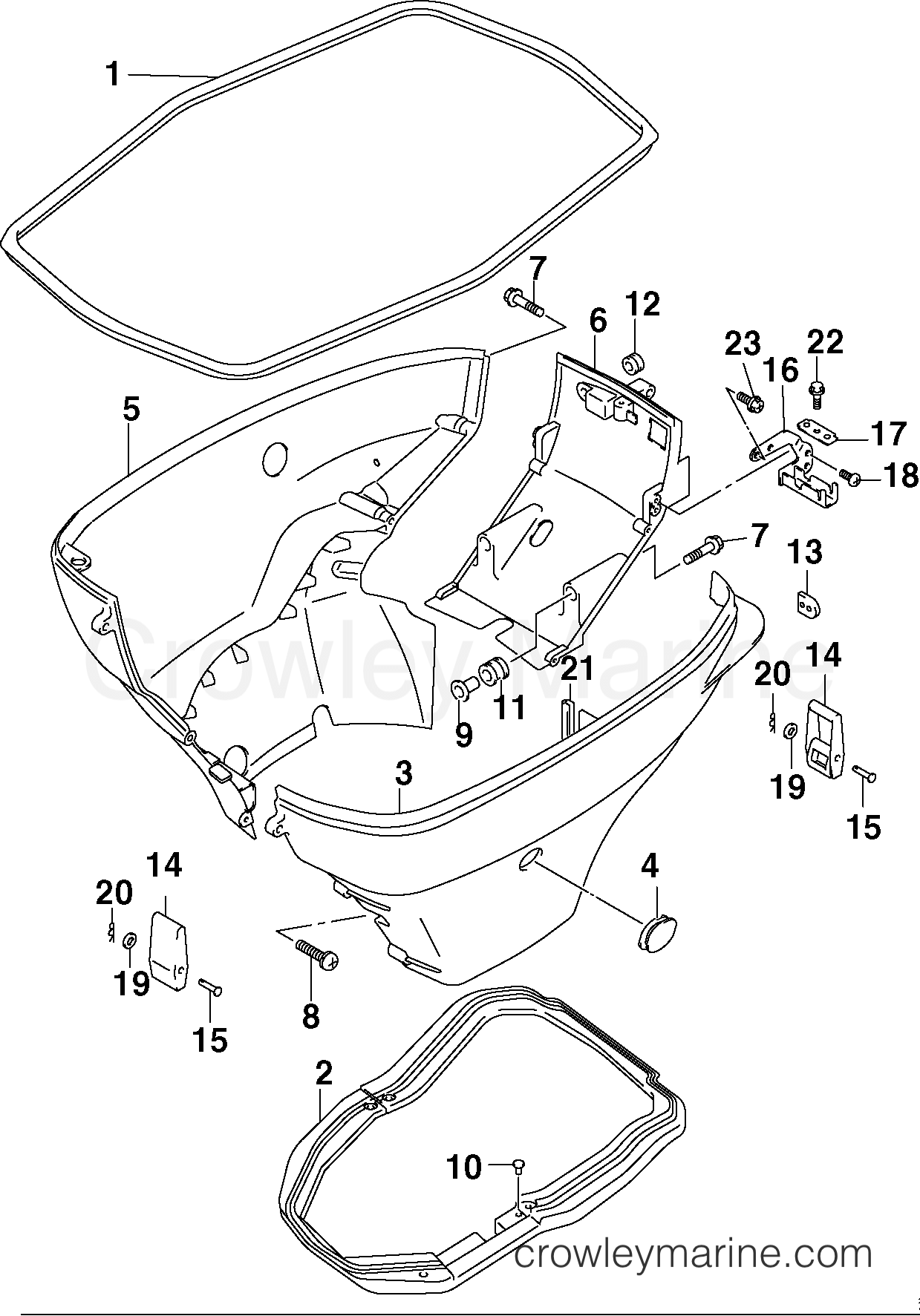 2002 Outboard 60 - J60PL4SNF - LOWER ENGINE COVER