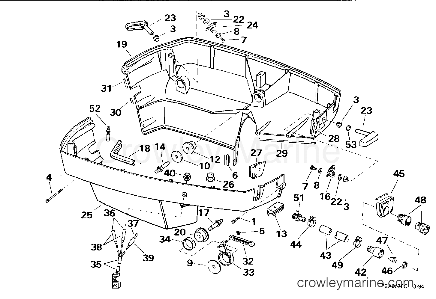 1994 Outboard 250 - J250TXERC - LOWER ENGINE COVER