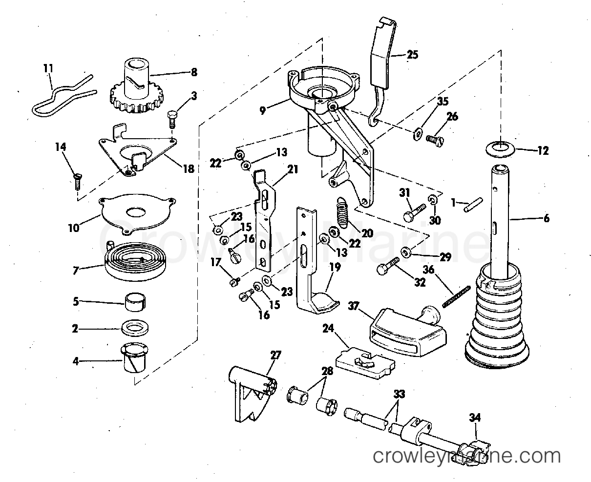 1973 Outboard 50 - 50RL73R - REWIND STARTER