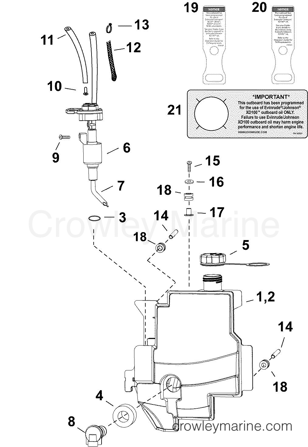 OIL TANK & PUMP - 2012 Evinrude Outboards 25 E25DRSLINC | Crowley Marine
