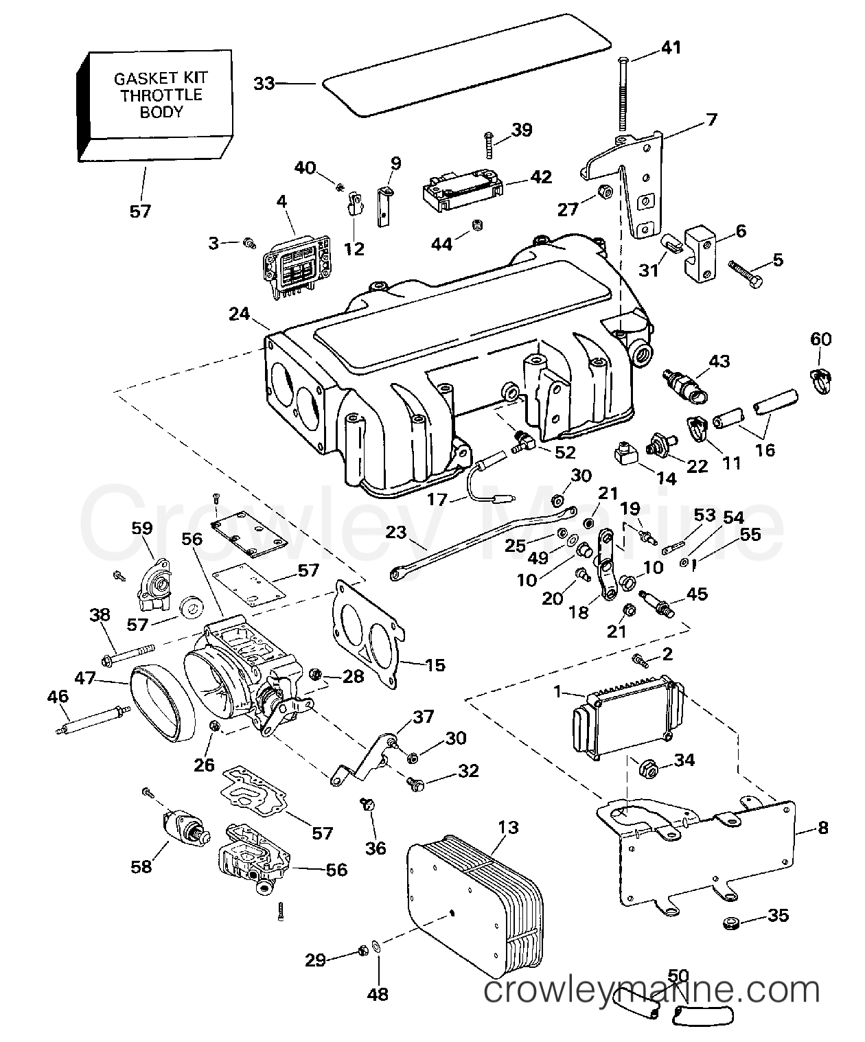 1998 OMC Stern Drive 7.4 - 74FHPBYC UPPER INTAKE MANIFOLD -- 74FHPBY & 82FCPBY MODELS section