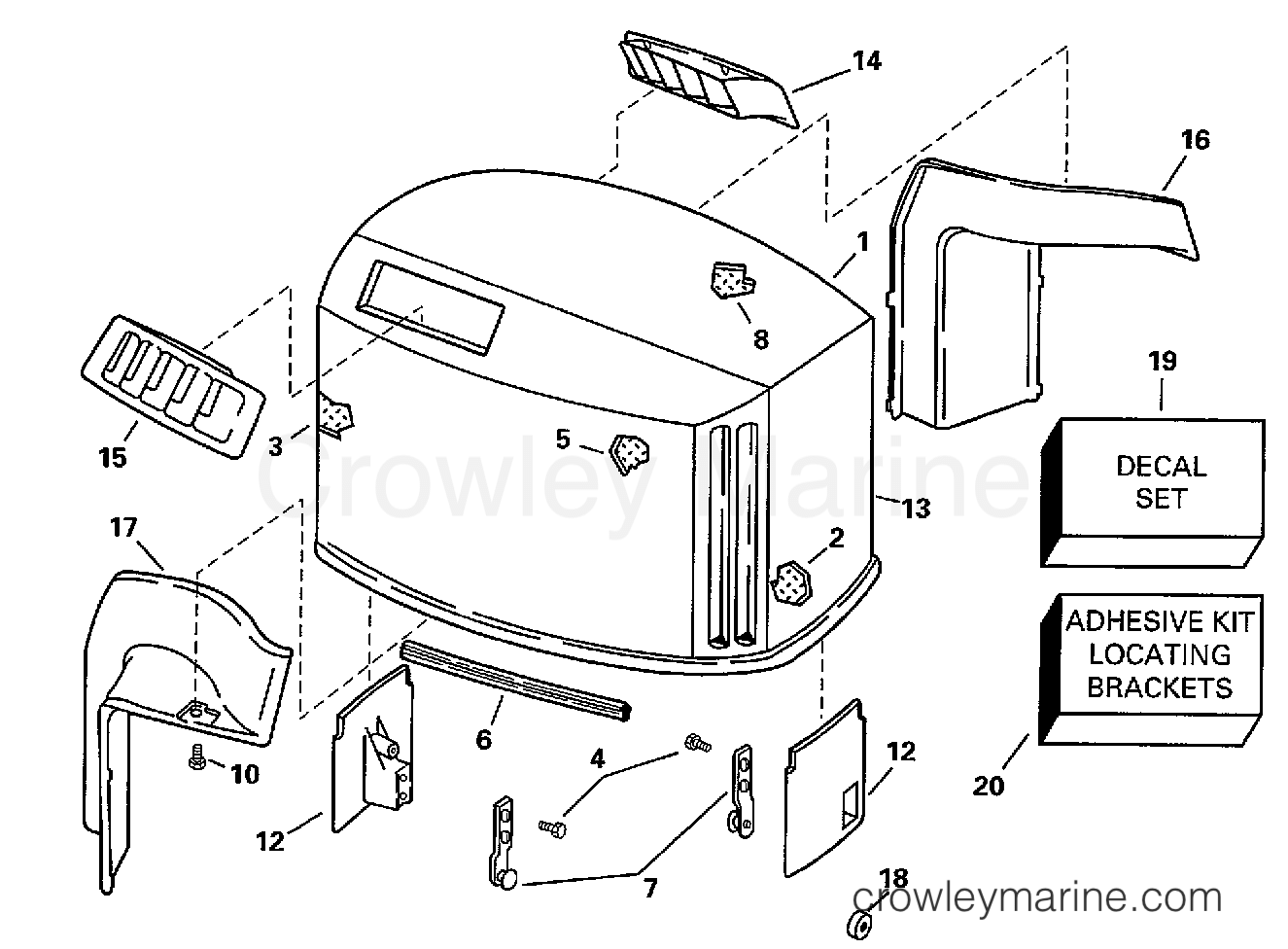 1998 Outboard 150 - J150EXECD - ENGINE COVER -- JOHNSON