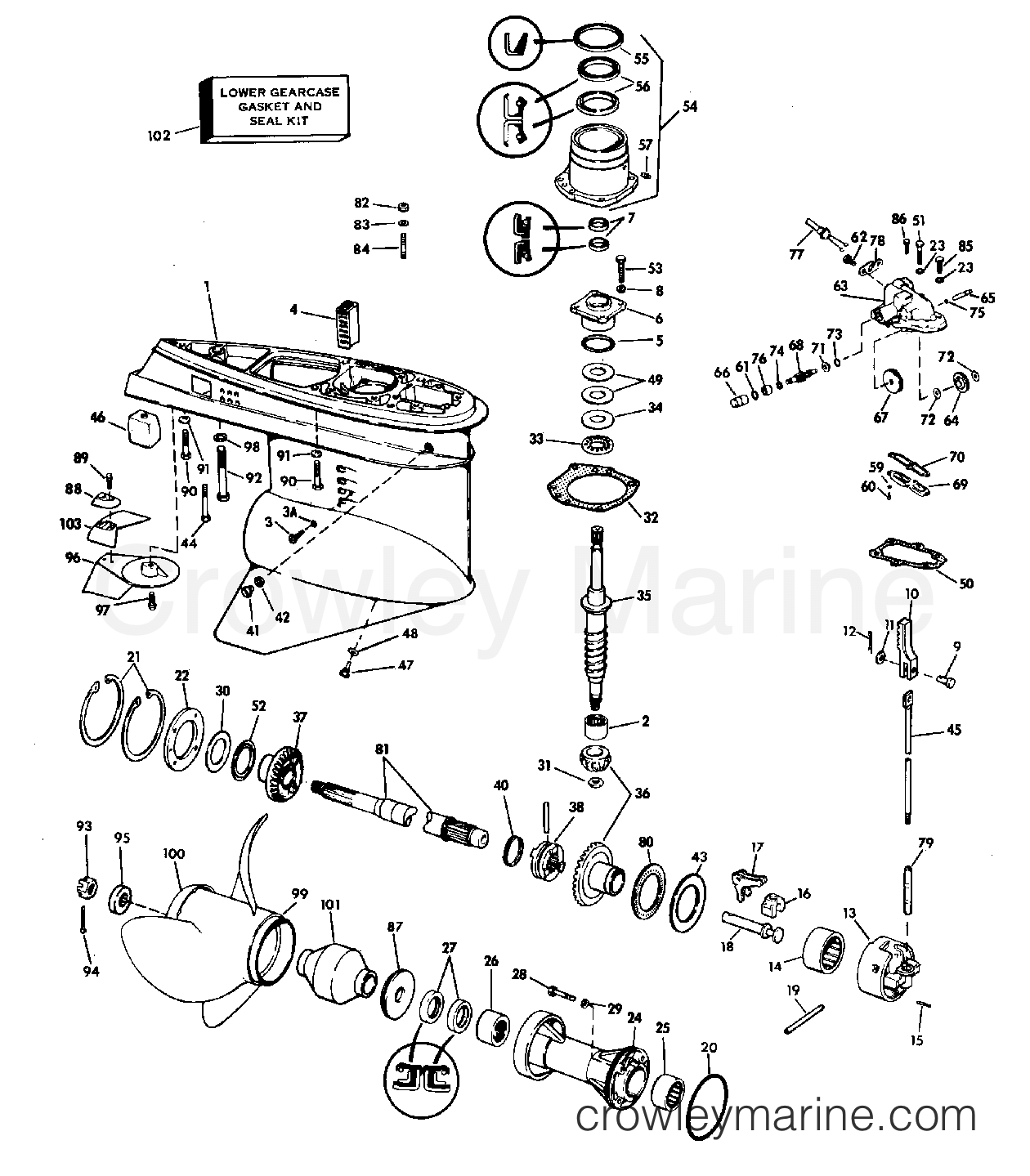 1983 Stern Drive 3.8 - 382STMCCTR - LOWER GEARCASE GROUP