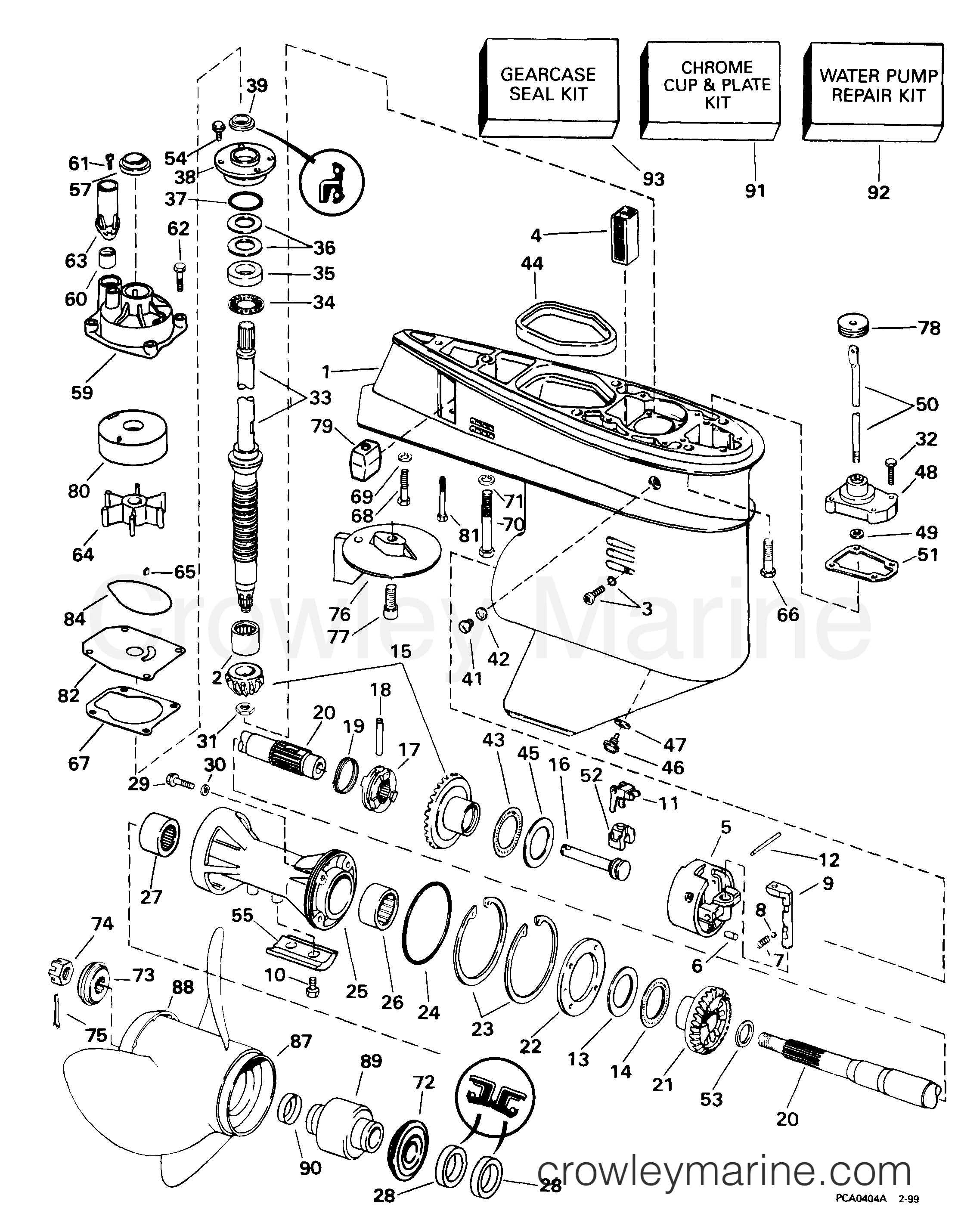 1999 Outboard 65 - J65WELEES - GEARCASE