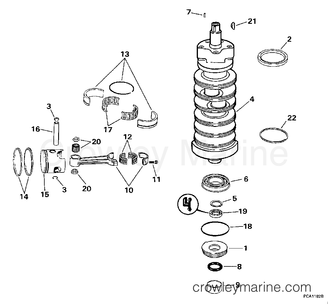 1998 Outboard 80 - J115JTLECS - CRANKSHAFT & PISTON