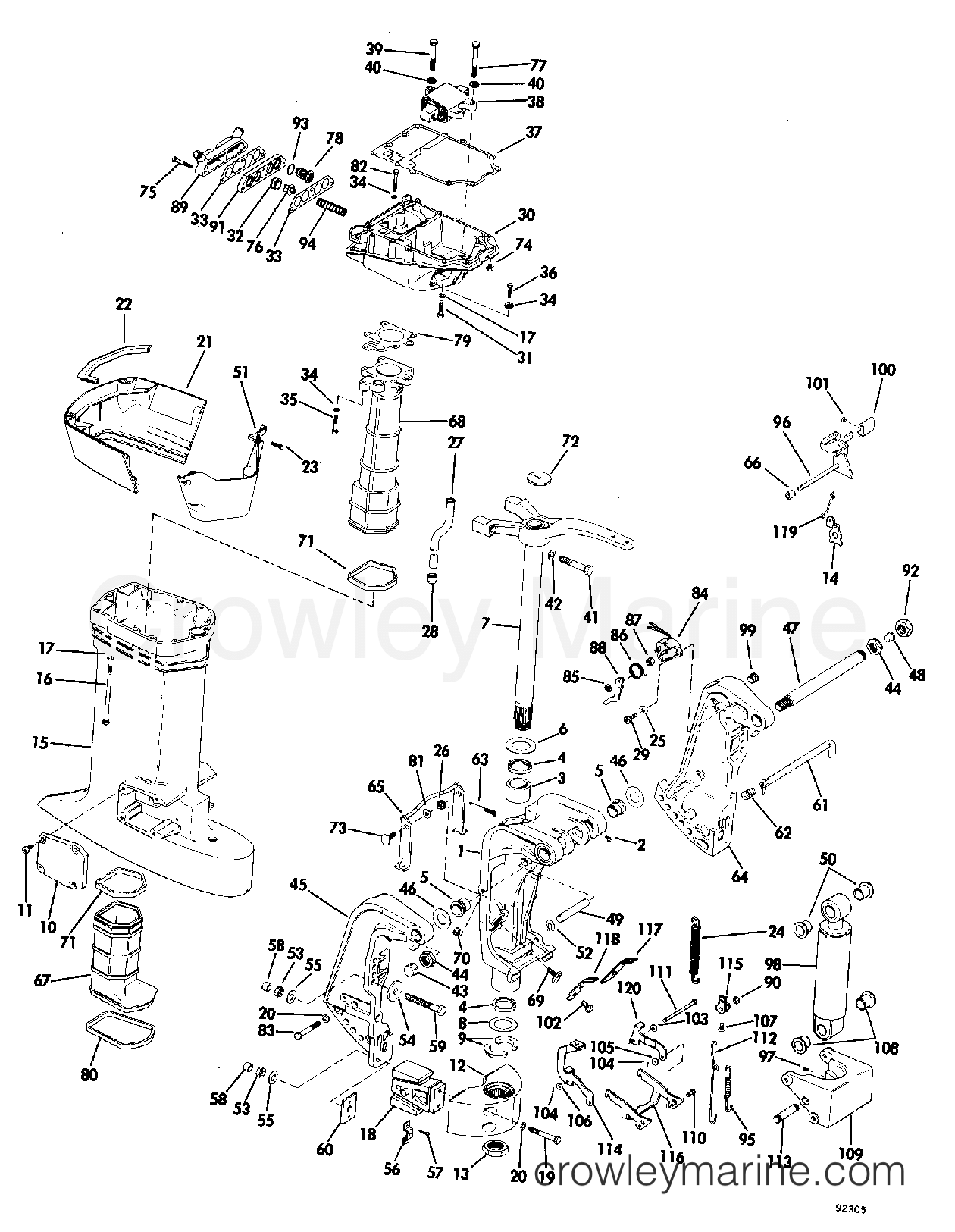 1979 Outboard 100 - 100TLR79S - EXHAUST HOUSING