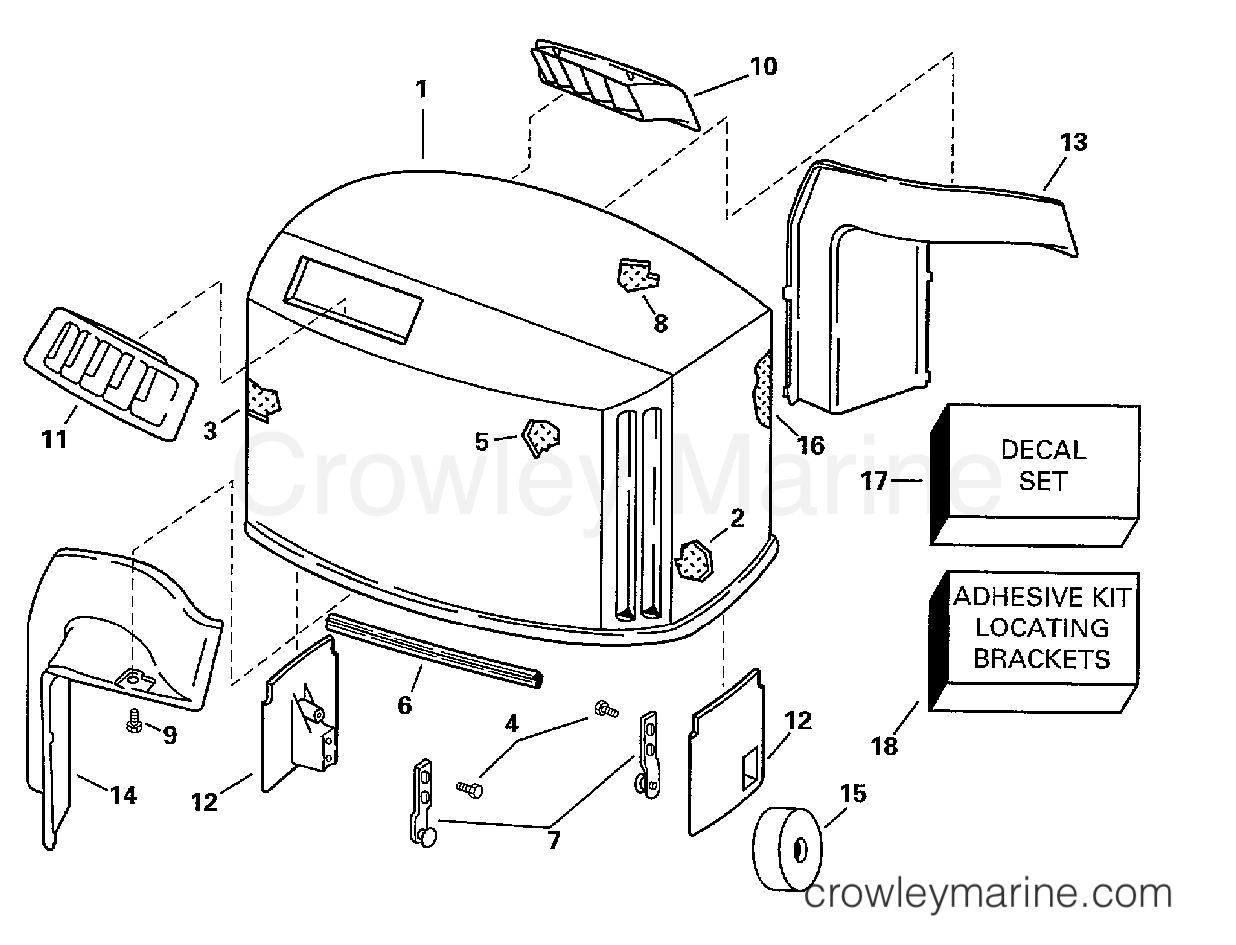 1997 Outboard 150 - SJ150WTPLT - ENGINE COVER - JOHNSON